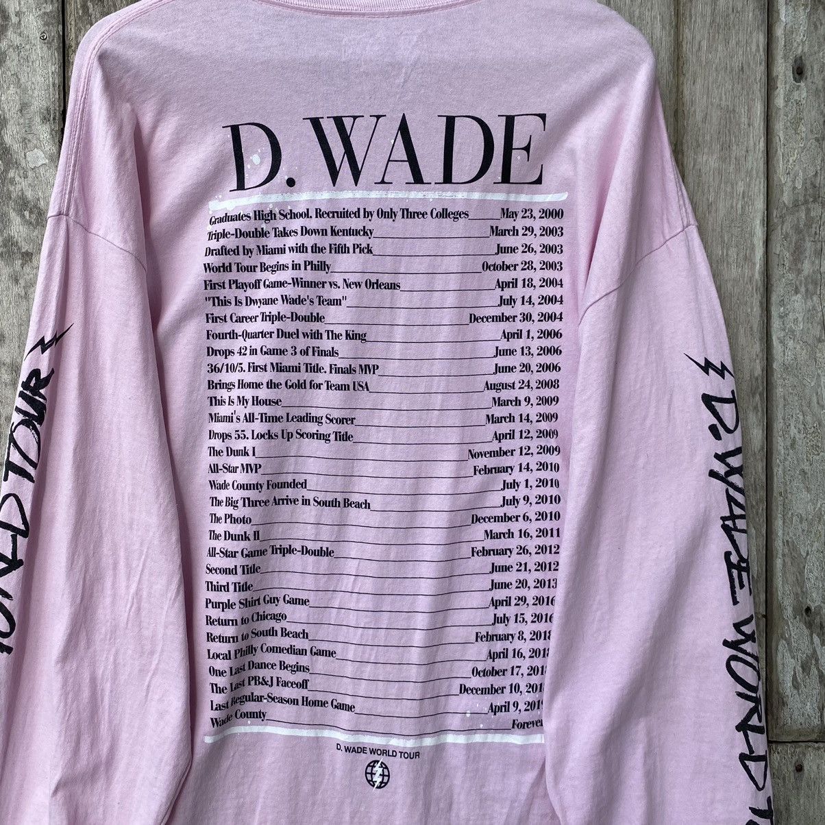 NBA D. Wade World Tour LS THRASHED ERD GRUNGE TEE Size US XXL / EU 58 / 5 - 5 Thumbnail