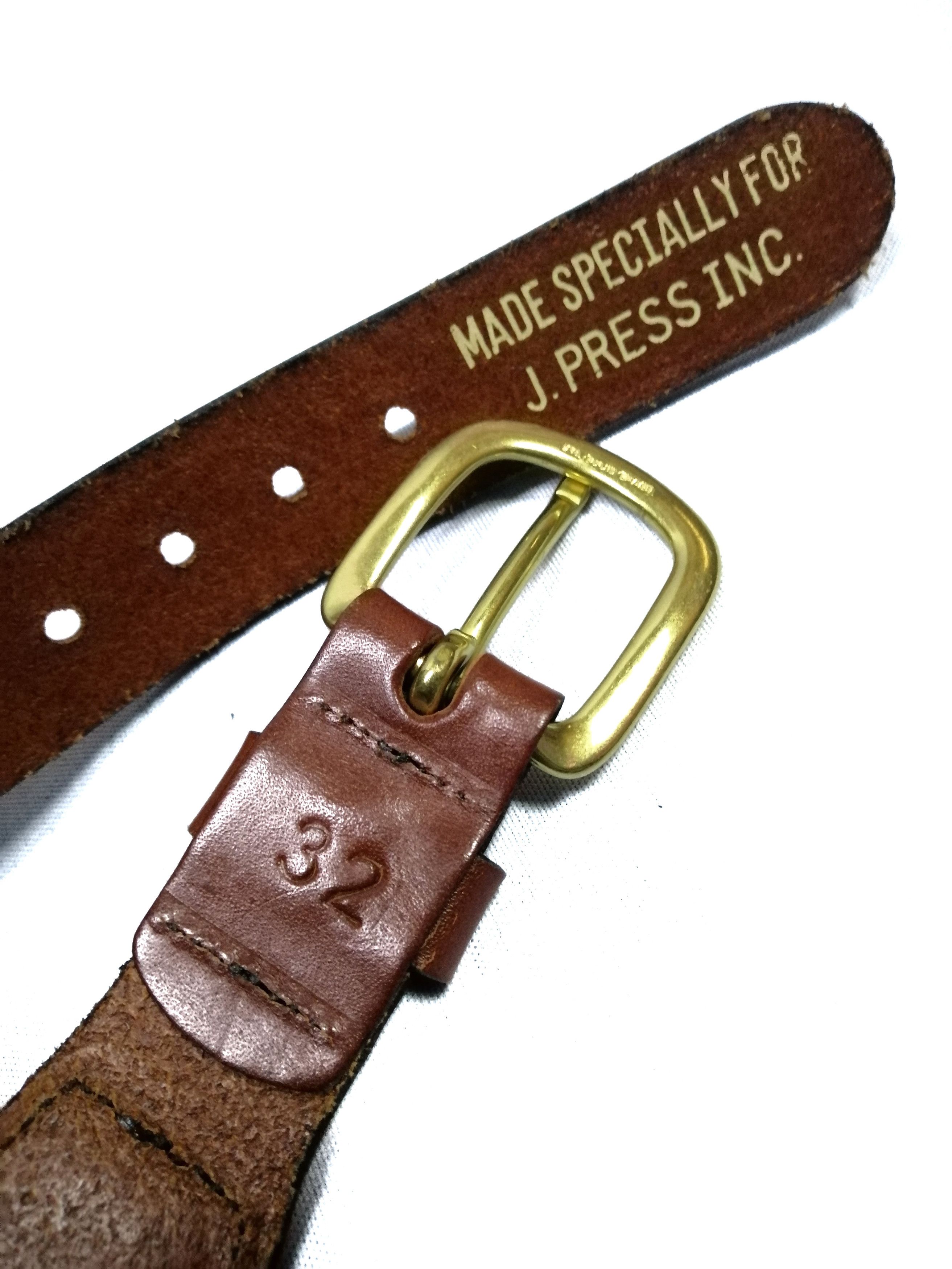 J. Press × Other J press Leather Belt Stripes Gold Brass Buckle Size ONE SIZE - 4 Thumbnail