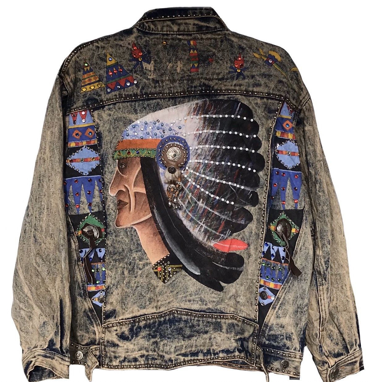 Vintage VTG Acid Wash Custom Painting Art & Studed Apache Jacket Size US M / EU 48-50 / 2 - 1 Thumbnail