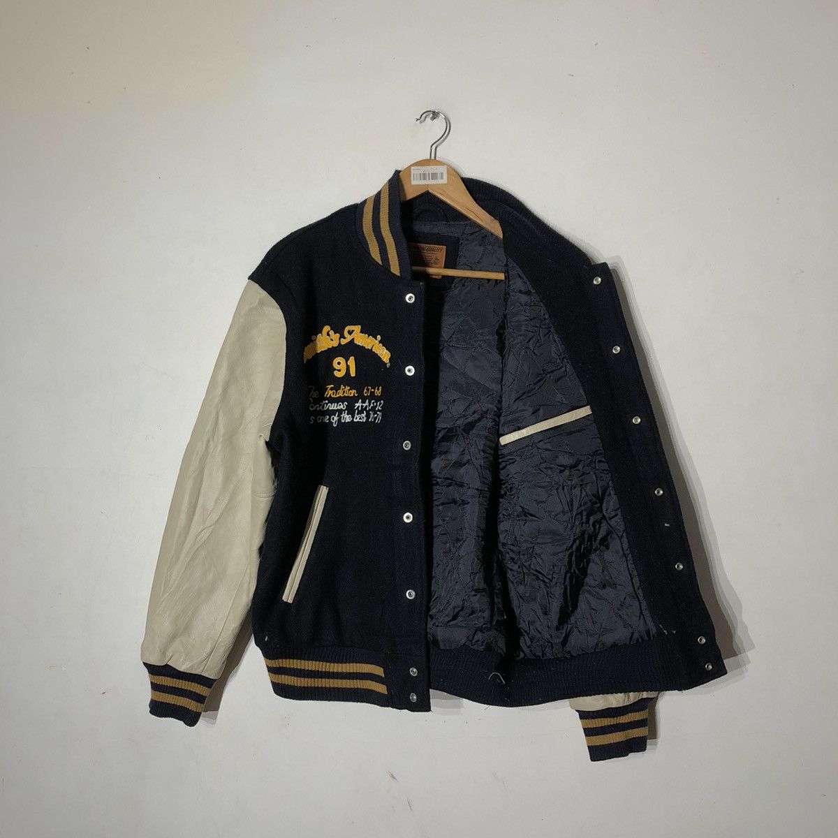 The Smiths Vintage 90 Varsity Leather Jacket Smith's American Big Logo Size US L / EU 52-54 / 3 - 11 Thumbnail