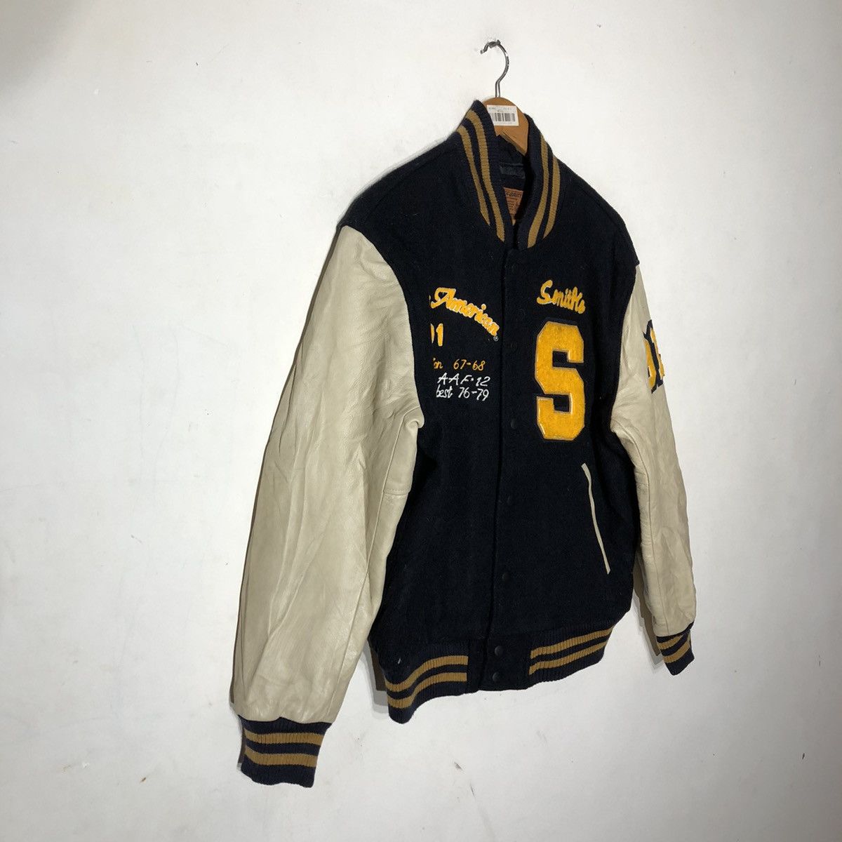 The Smiths Vintage 90 Varsity Leather Jacket Smith's American Big Logo Size US L / EU 52-54 / 3 - 4 Thumbnail