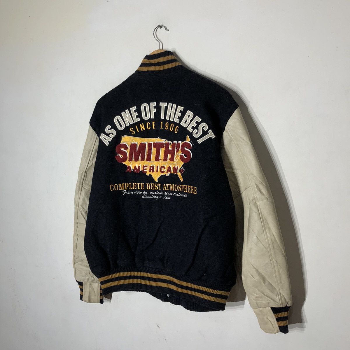 The Smiths Vintage 90 Varsity Leather Jacket Smith's American Big Logo Size US L / EU 52-54 / 3 - 8 Thumbnail