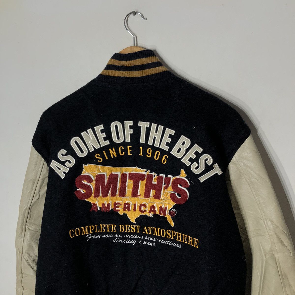 The Smiths Vintage 90 Varsity Leather Jacket Smith's American Big Logo Size US L / EU 52-54 / 3 - 10 Thumbnail