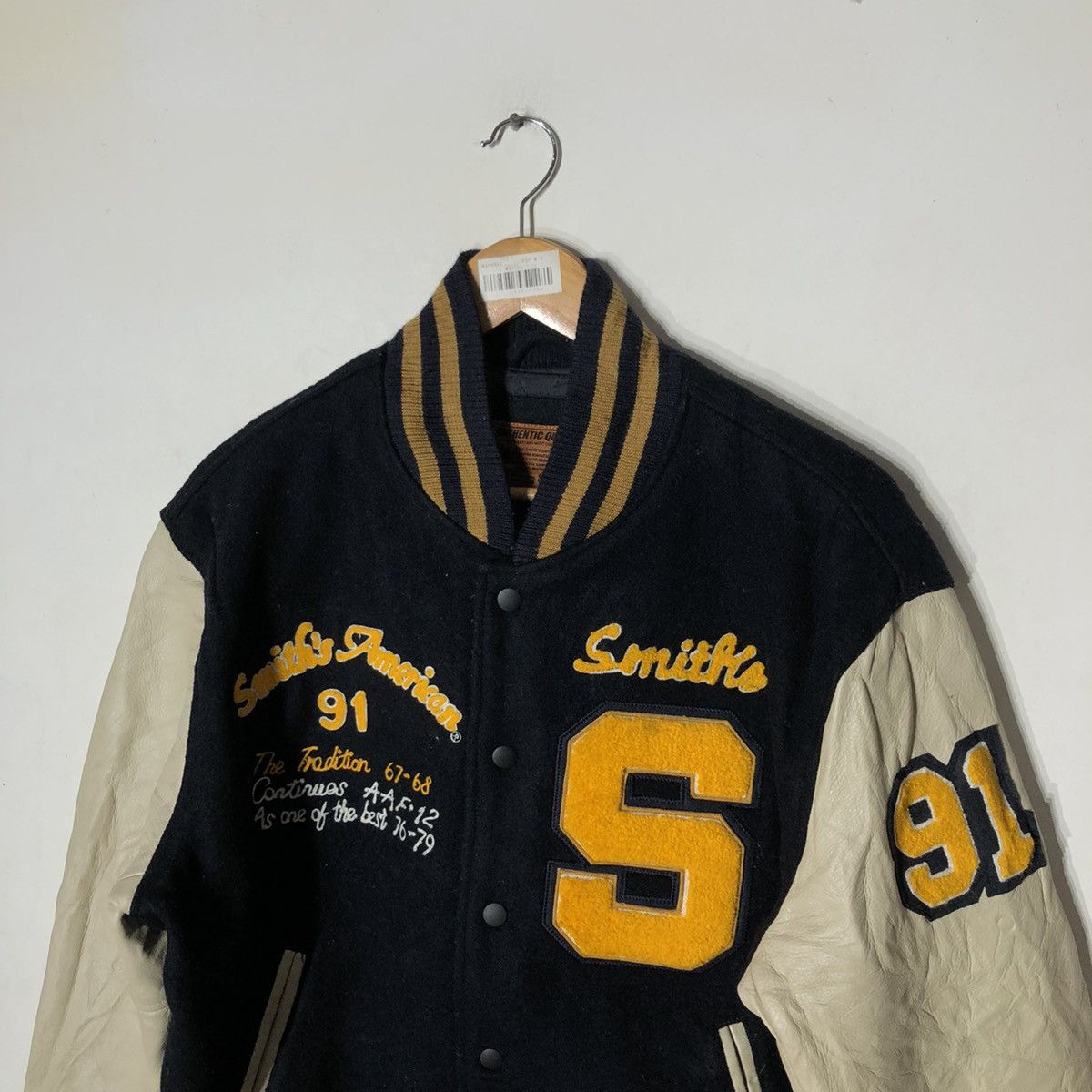 The Smiths Vintage 90 Varsity Leather Jacket Smith's American Big Logo Size US L / EU 52-54 / 3 - 5 Thumbnail