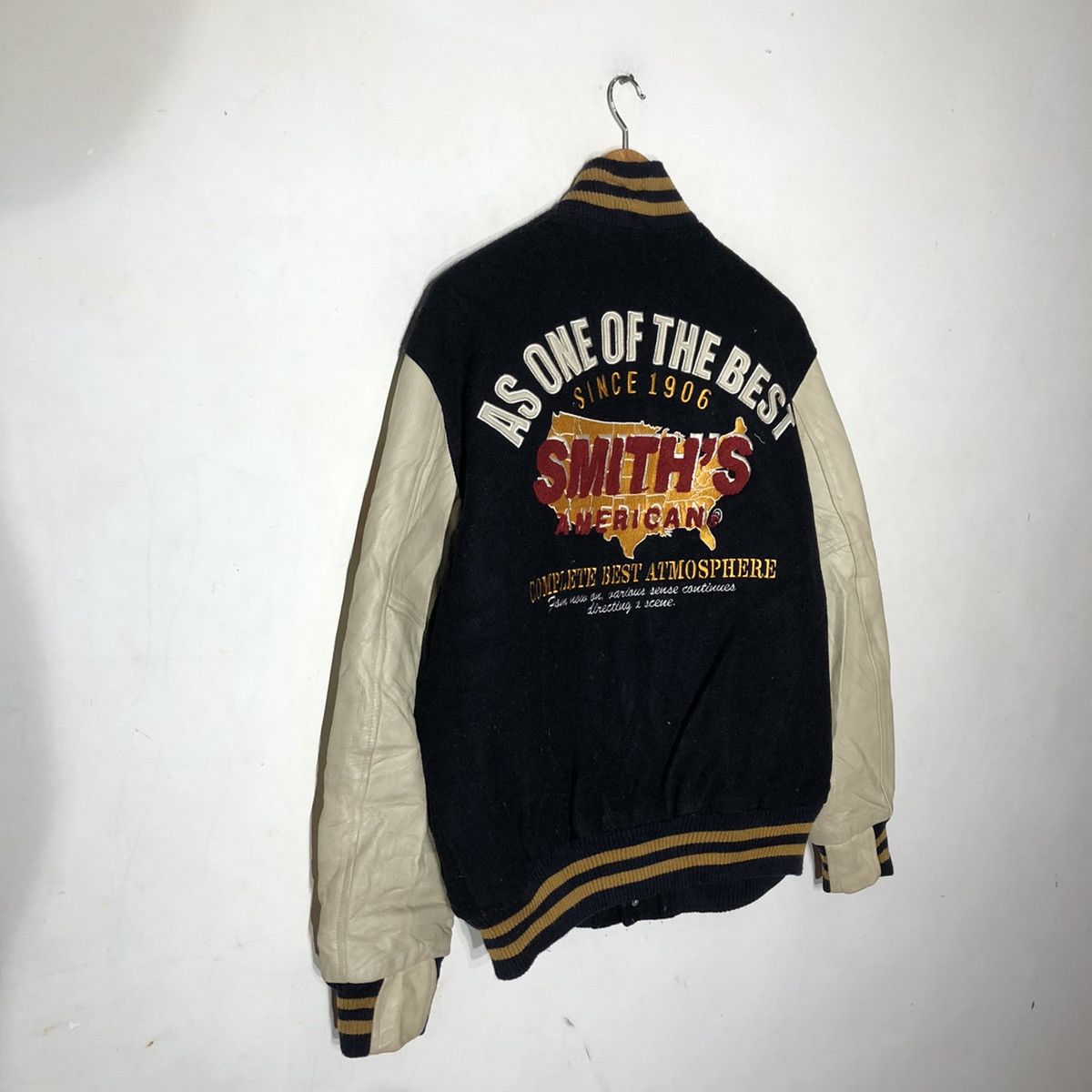 The Smiths Vintage 90 Varsity Leather Jacket Smith's American Big Logo Size US L / EU 52-54 / 3 - 9 Thumbnail