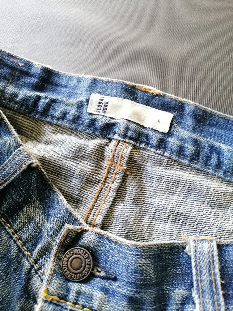 Global Work × Japanese Brand Global Work Selvedge Patches Design Straight Fit Size US 33 - 8 Thumbnail