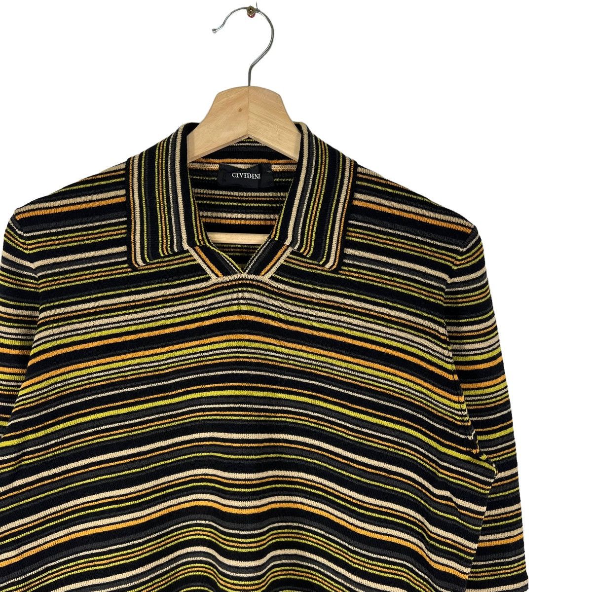 Japanese Brand VINTAGE STRIPED LONG SLEEVE CIVIDEN ITALY MADE Size US M / EU 48-50 / 2 - 2 Thumbnail