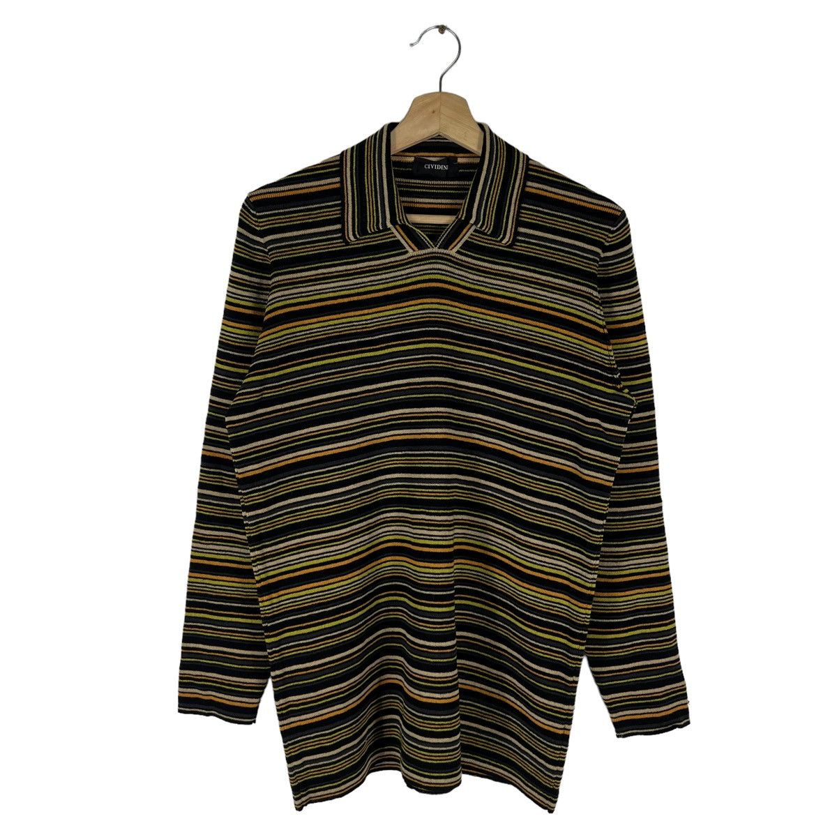 Japanese Brand VINTAGE STRIPED LONG SLEEVE CIVIDEN ITALY MADE Size US M / EU 48-50 / 2 - 1 Thumbnail