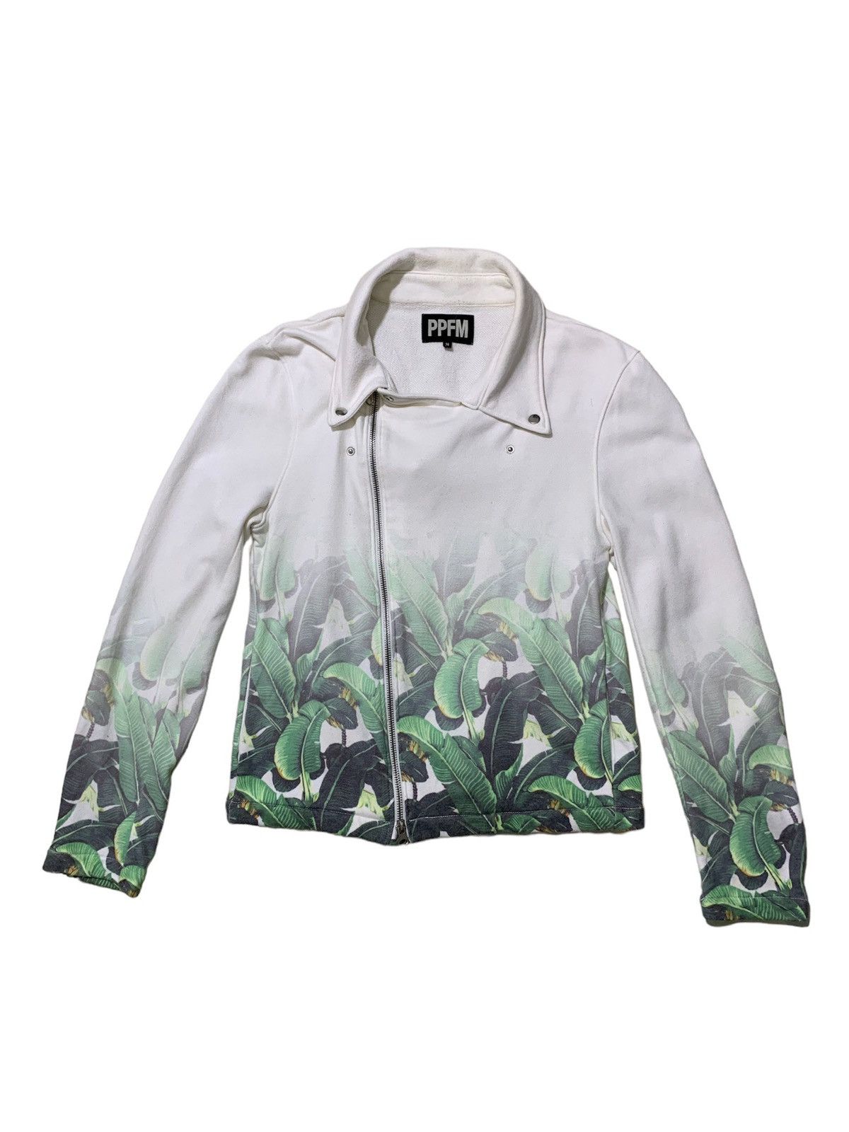 image of Ppfm Zipper Floral Jacket in White, Men's (Size Medium)