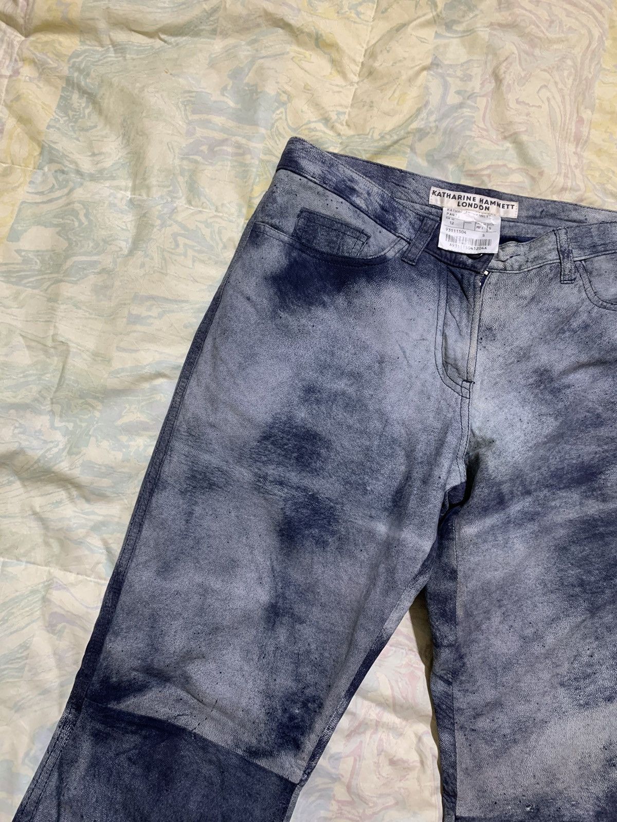 Katharine Hamnett London 💥Rare vintage 90s Khatarine hamnett goatskin flare dye pant Size 29" - 16 Thumbnail