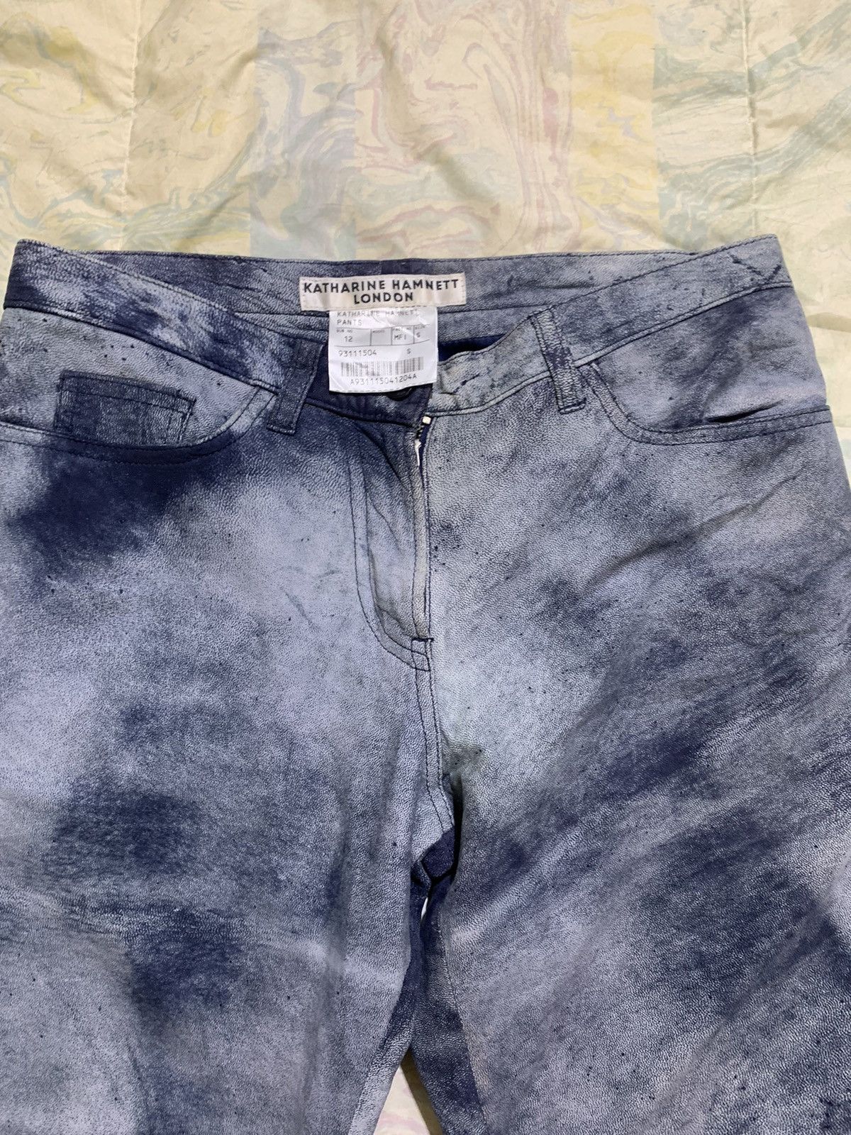 Katharine Hamnett London 💥Rare vintage 90s Khatarine hamnett goatskin flare dye pant Size 29" - 18 Thumbnail