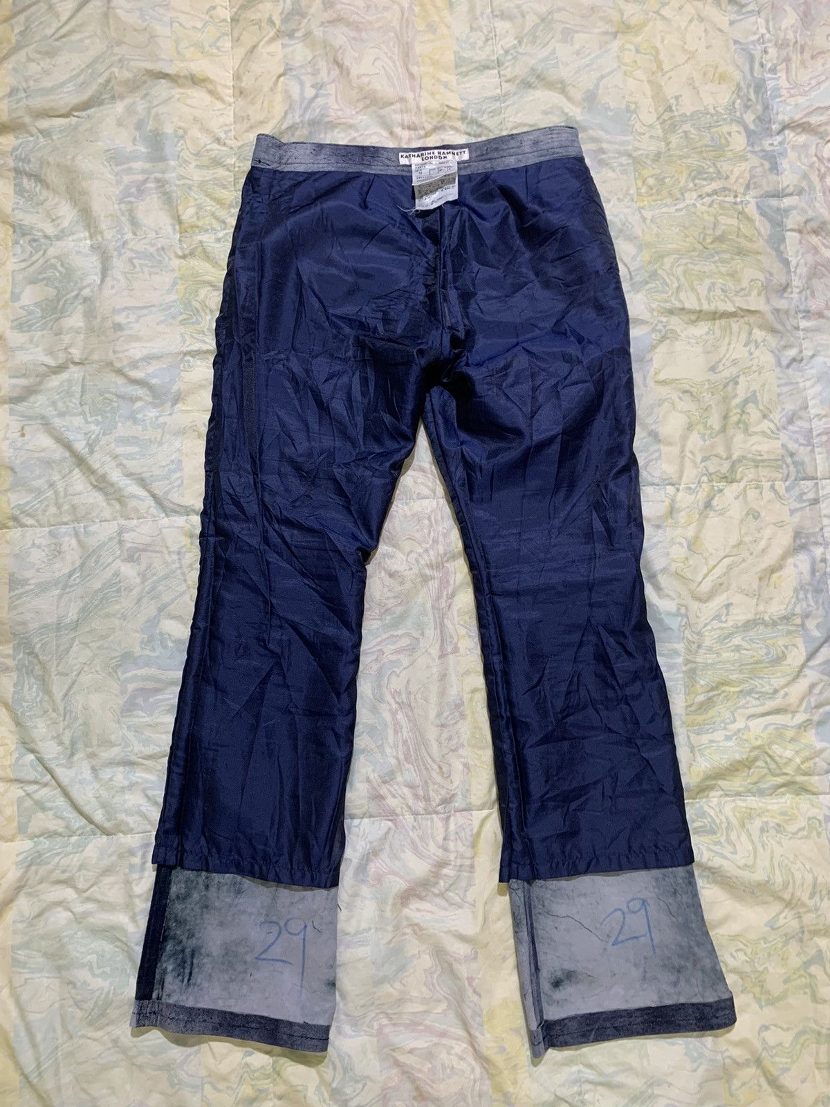 Katharine Hamnett London 💥Rare vintage 90s Khatarine hamnett goatskin flare dye pant Size 29" - 23 Thumbnail