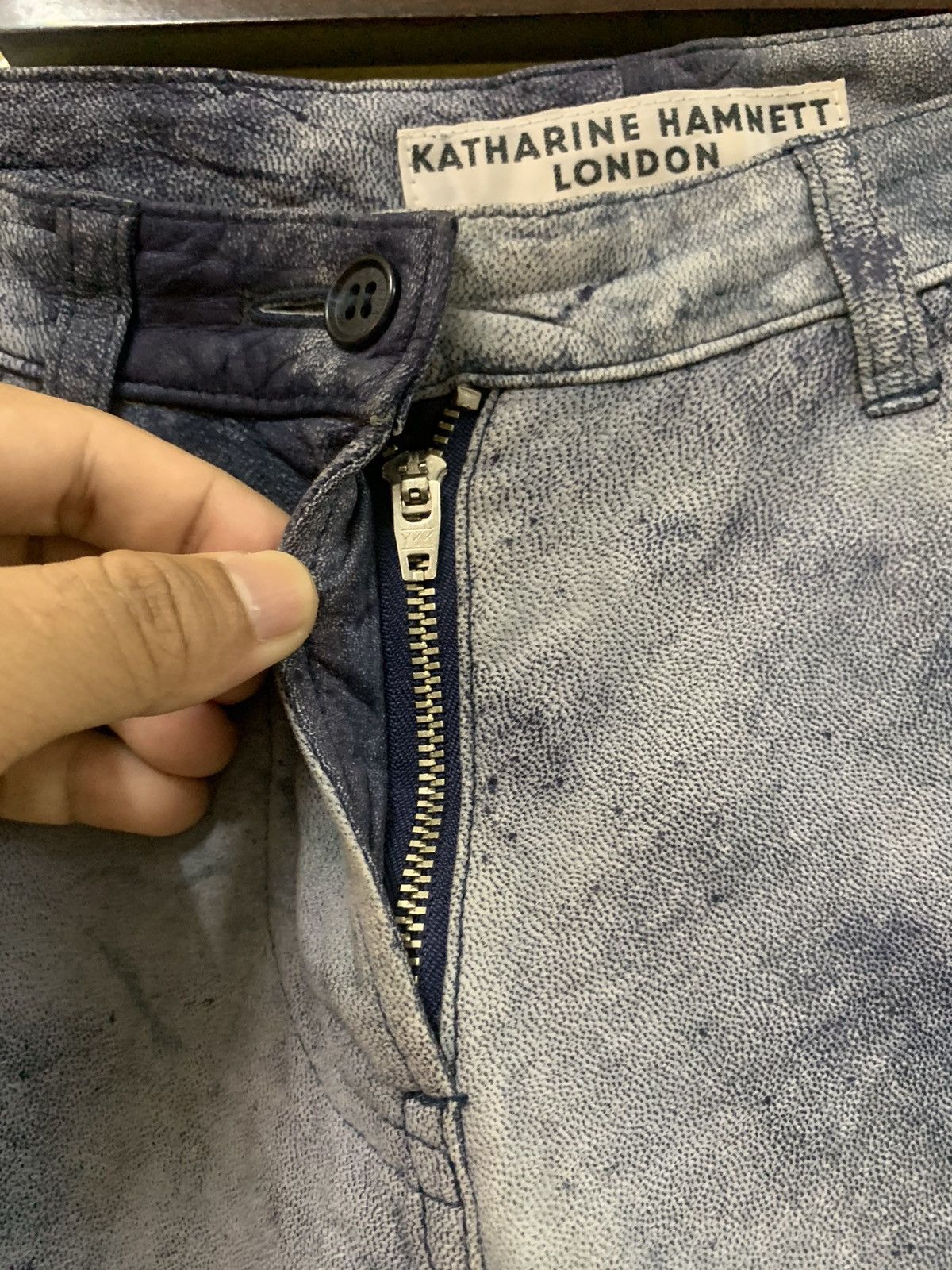 Katharine Hamnett London 💥Rare vintage 90s Khatarine hamnett goatskin flare dye pant Size 29" - 15 Thumbnail