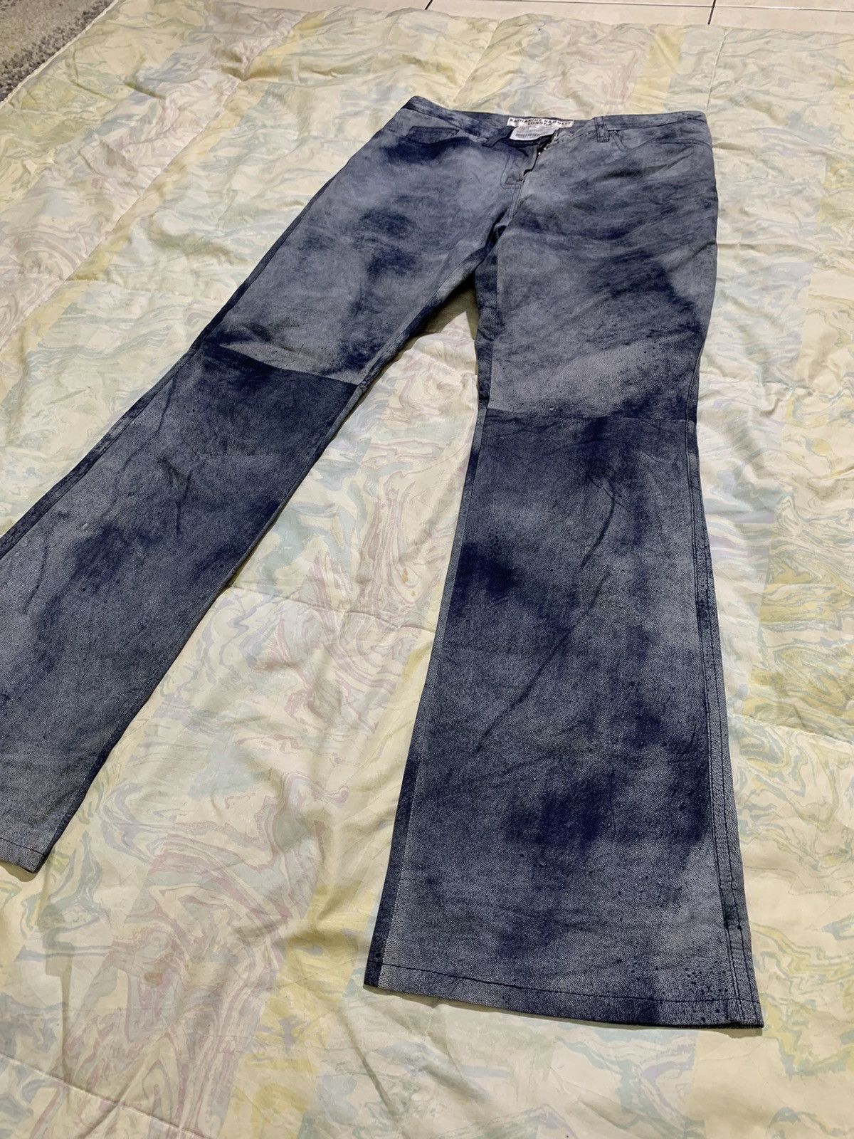 Katharine Hamnett London 💥Rare vintage 90s Khatarine hamnett goatskin flare dye pant Size 29" - 7 Thumbnail