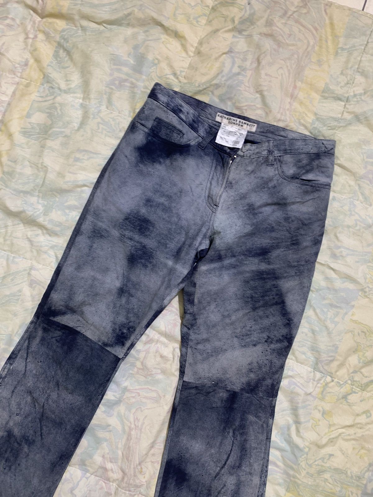 Katharine Hamnett London 💥Rare vintage 90s Khatarine hamnett goatskin flare dye pant Size 29" - 3 Thumbnail