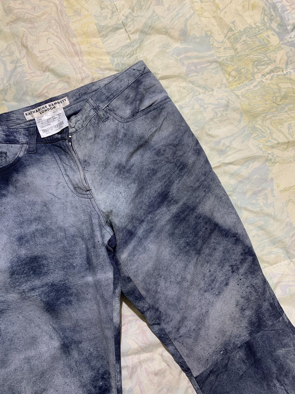 Katharine Hamnett London 💥Rare vintage 90s Khatarine hamnett goatskin flare dye pant Size 29" - 17 Thumbnail