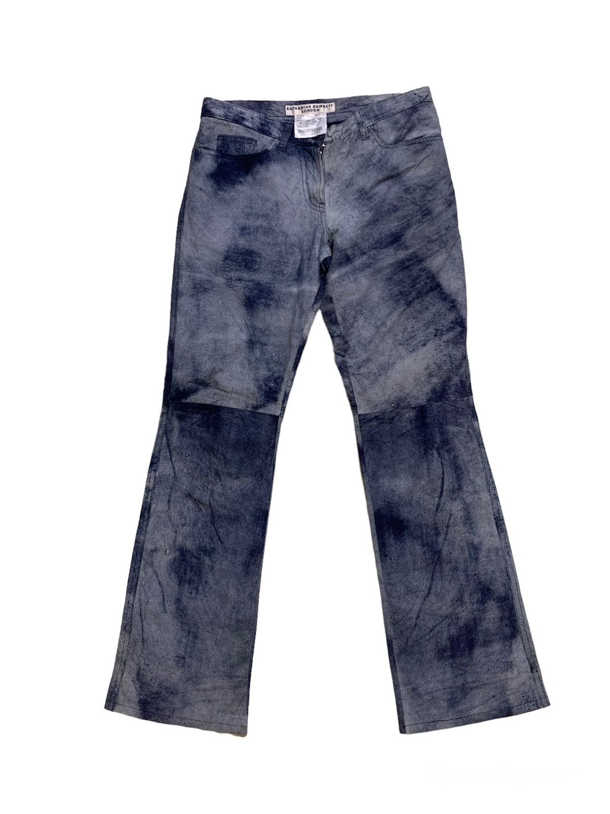 Katharine Hamnett London 💥Rare vintage 90s Khatarine hamnett goatskin flare dye pant Size 29" - 2 Thumbnail