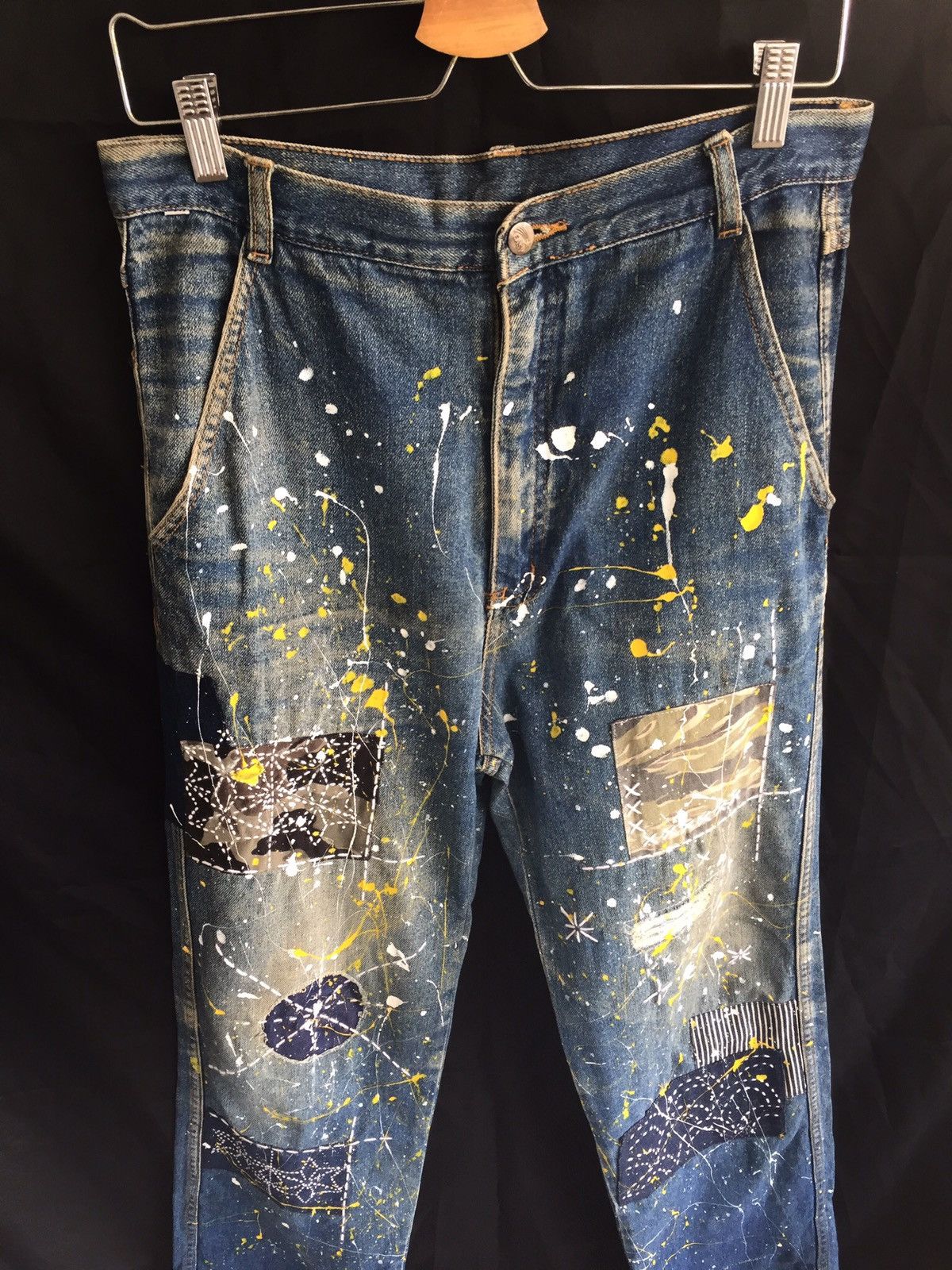 Japanese Brand Japanes Brand Patchwork Sashiko Stitch Painter style Size US 31 - 3 Thumbnail