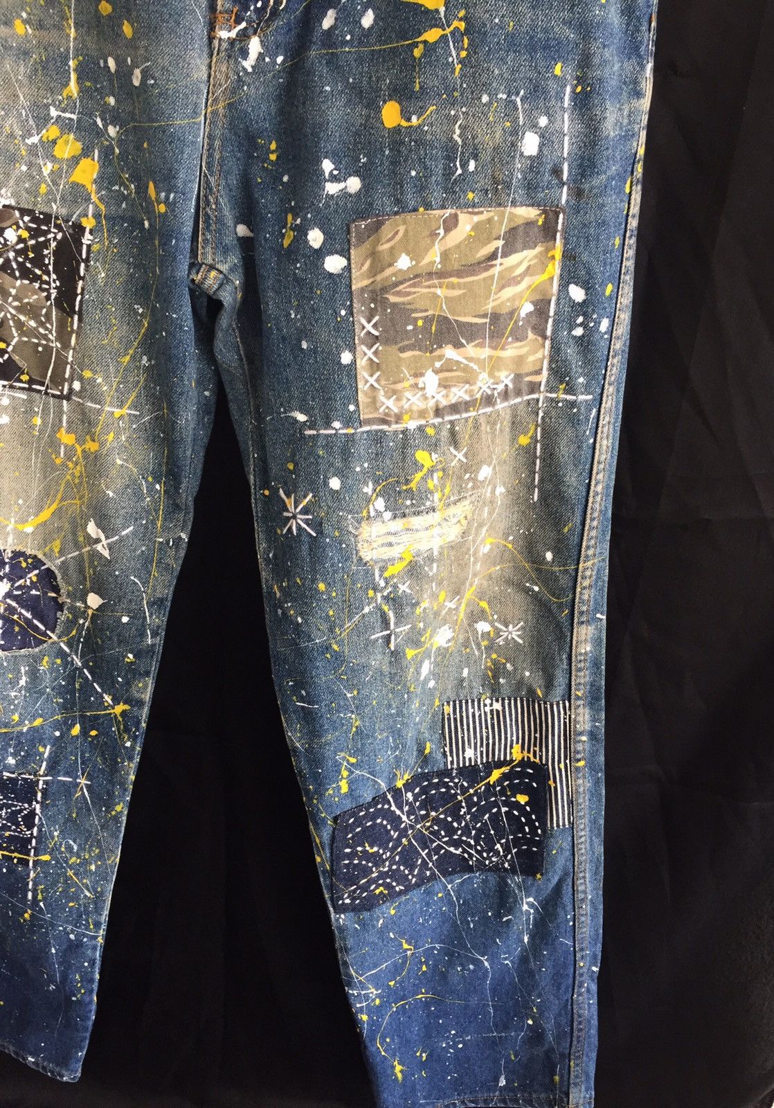 Japanese Brand Japanes Brand Patchwork Sashiko Stitch Painter style Size US 31 - 5 Thumbnail