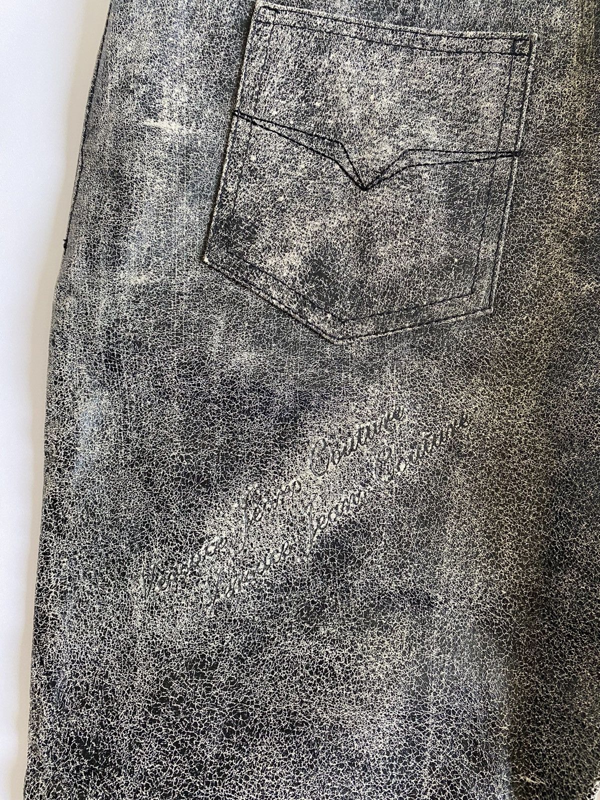 Versace × Versace Jeans Couture Vintage Versace BNWT Distressed Leather Flared Pants Size US 29 - 8 Thumbnail