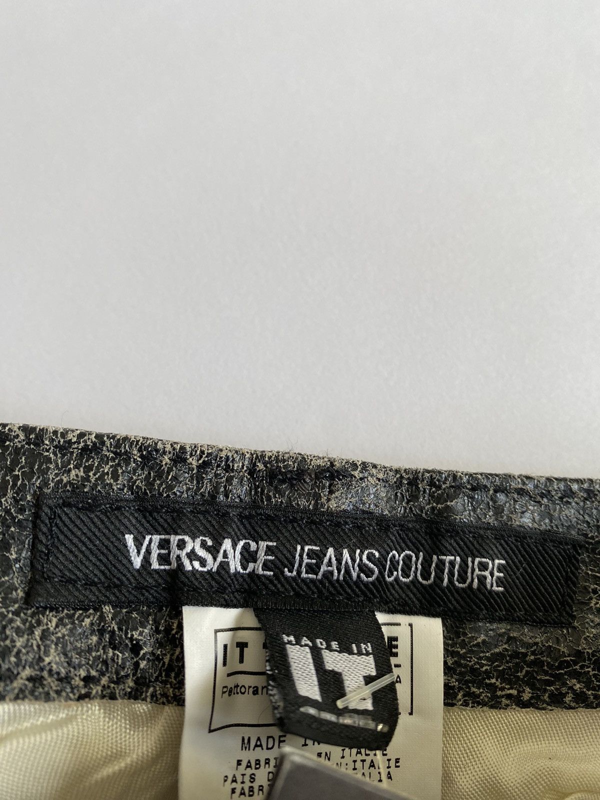 Versace × Versace Jeans Couture Vintage Versace BNWT Distressed Leather Flared Pants Size US 29 - 11 Thumbnail