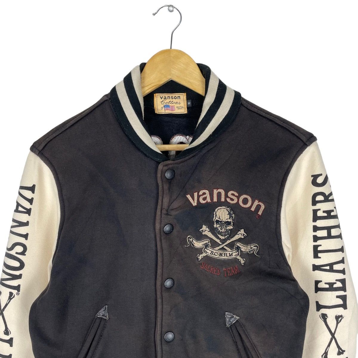 Vanson Leathers ☀️VANSON LEATHER SUN FADED SKULLS VARSITY JACKET Size M / US 6-8 / IT 42-44 - 3 Thumbnail