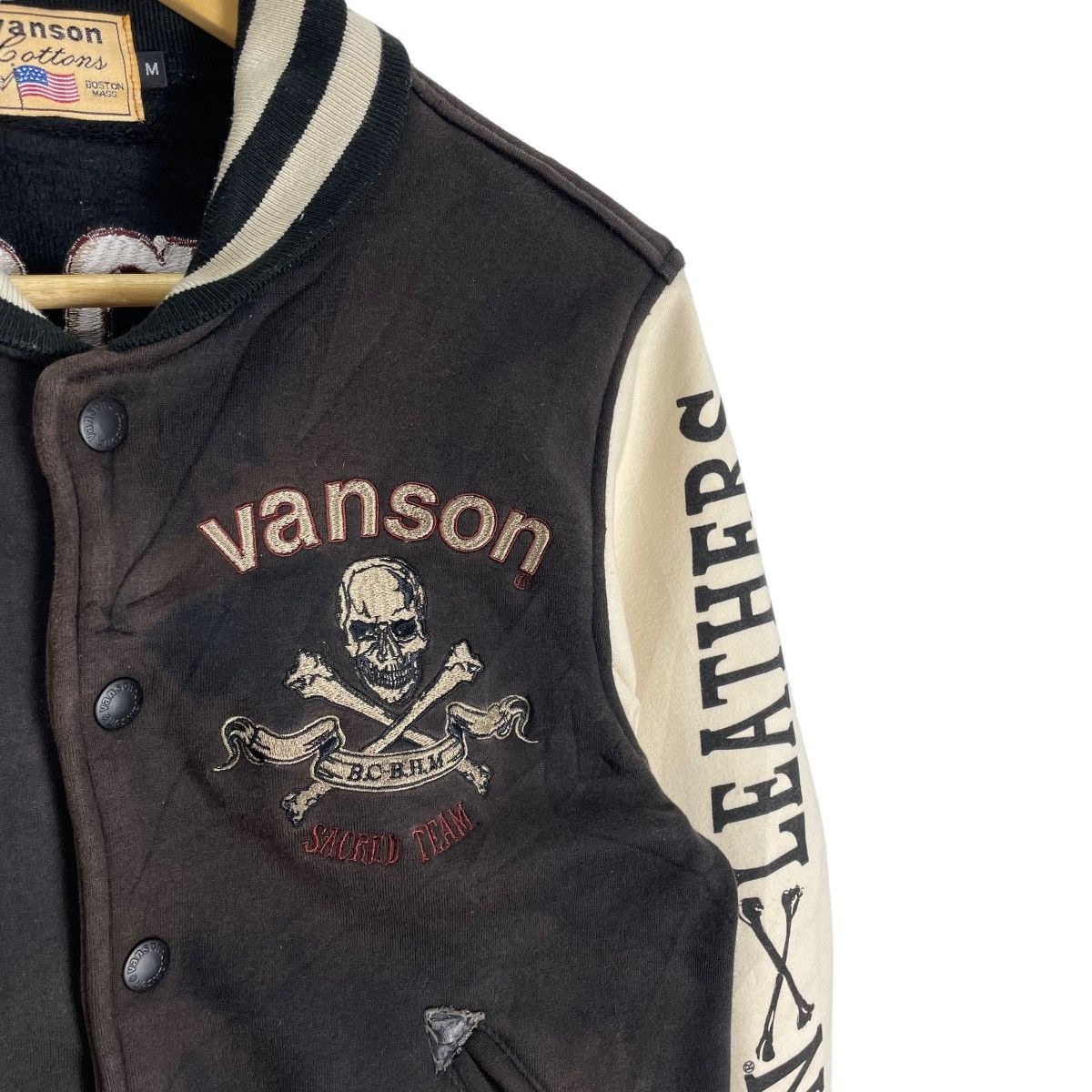 Vanson Leathers ☀️VANSON LEATHER SUN FADED SKULLS VARSITY JACKET Size M / US 6-8 / IT 42-44 - 5 Thumbnail