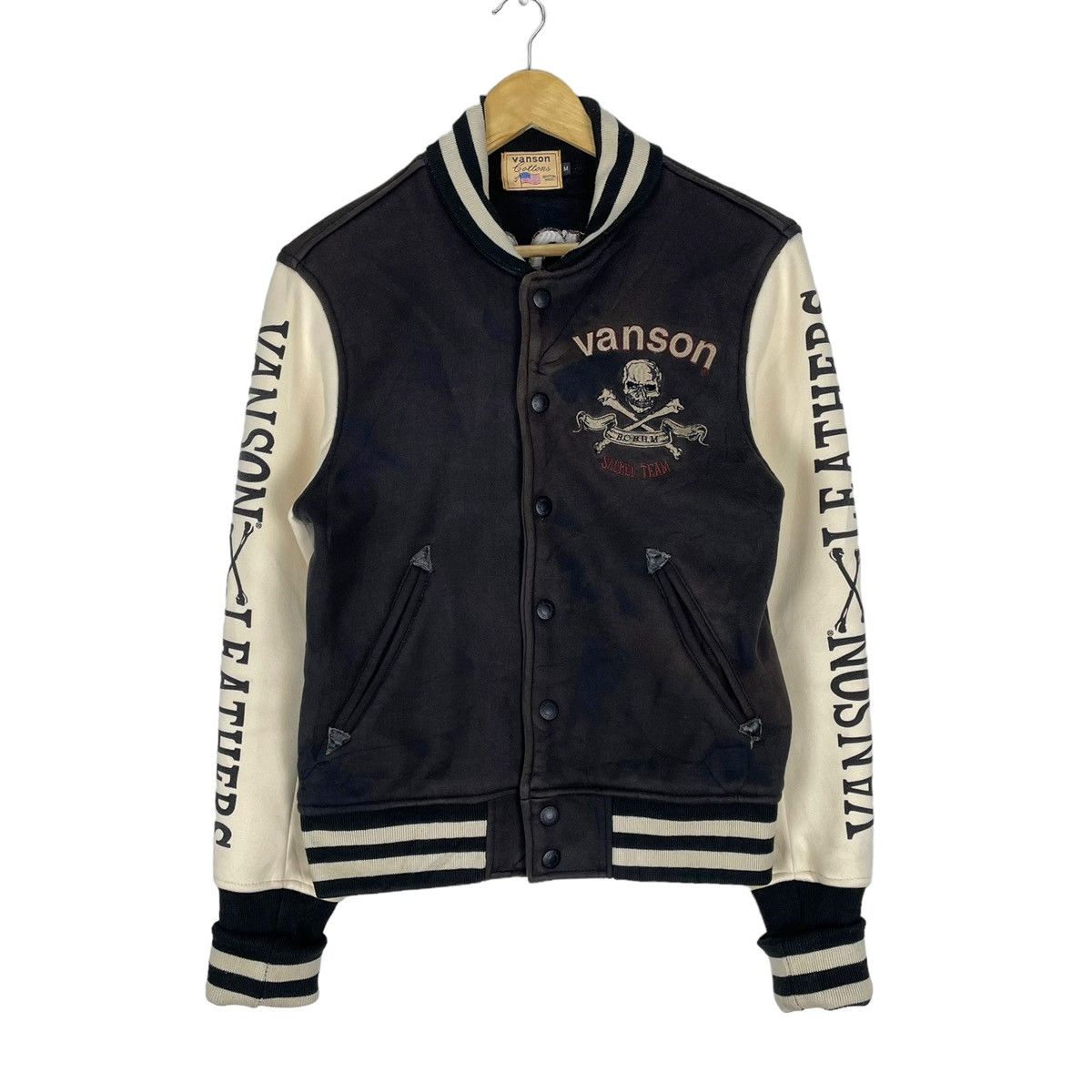 Vanson Leathers ☀️VANSON LEATHER SUN FADED SKULLS VARSITY JACKET Size M / US 6-8 / IT 42-44 - 2 Thumbnail
