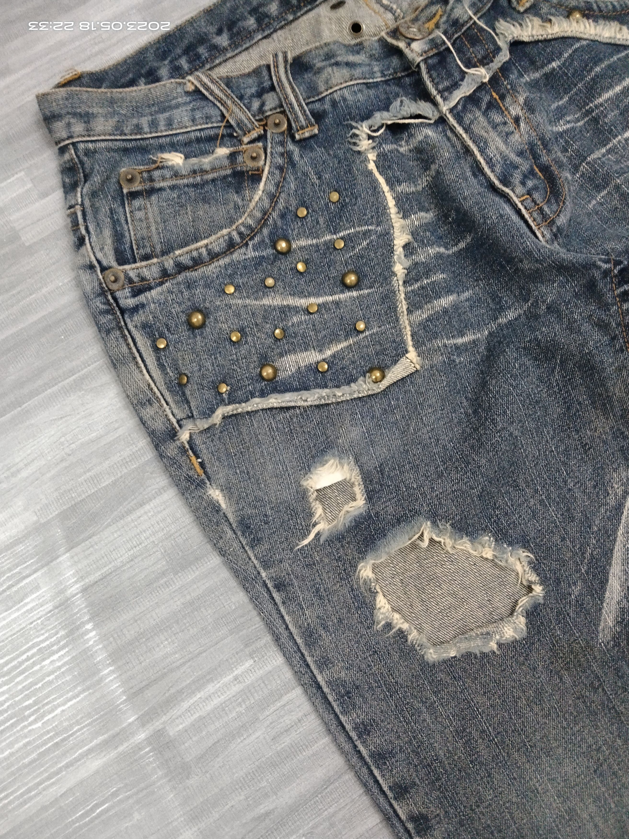 If Six Was Nine × semanticdesign LOWBOX FLARE THRASH DENIM PANTS Size 31" - 7 Thumbnail