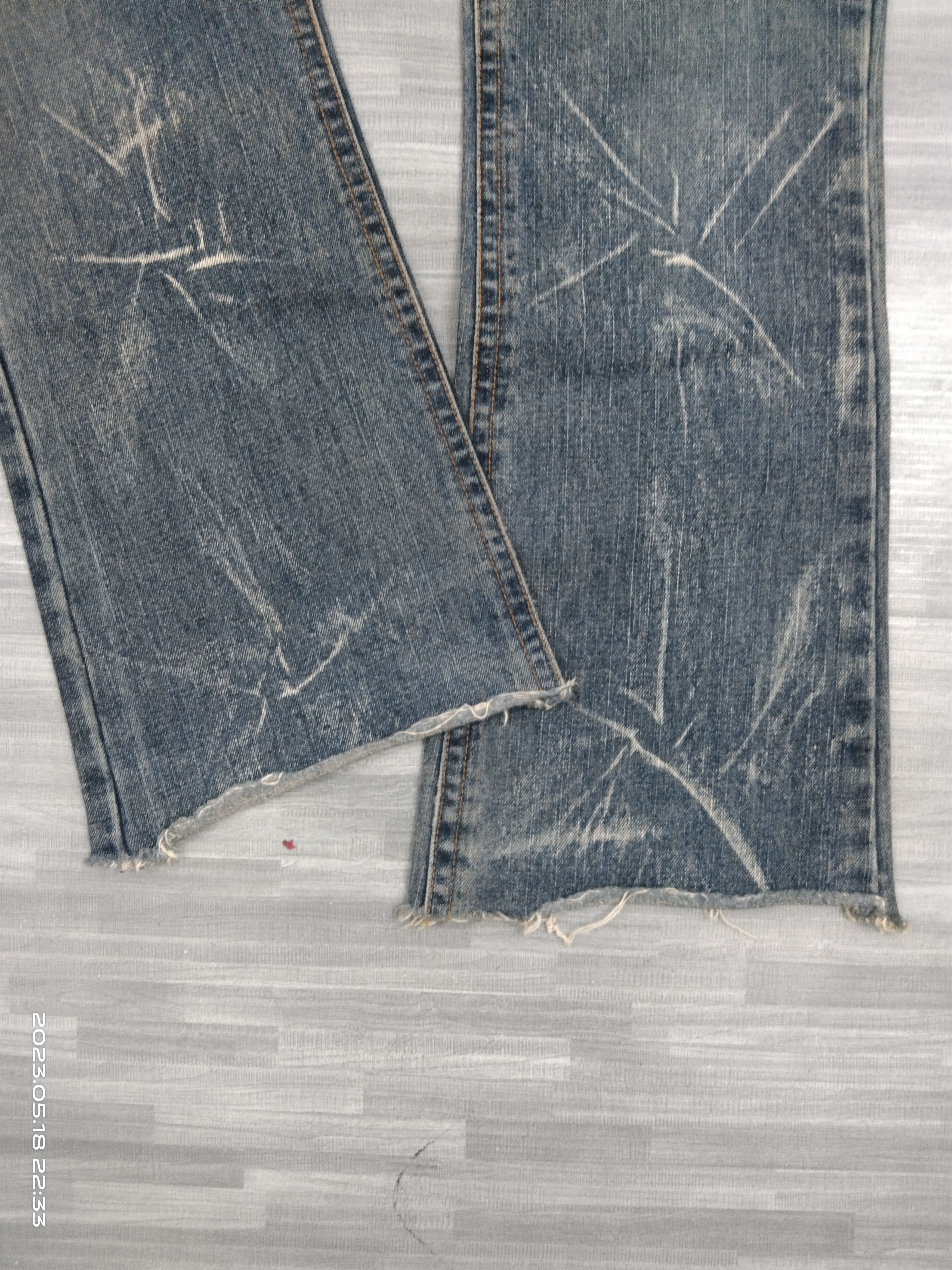 If Six Was Nine × semanticdesign LOWBOX FLARE THRASH DENIM PANTS Size 31" - 8 Thumbnail