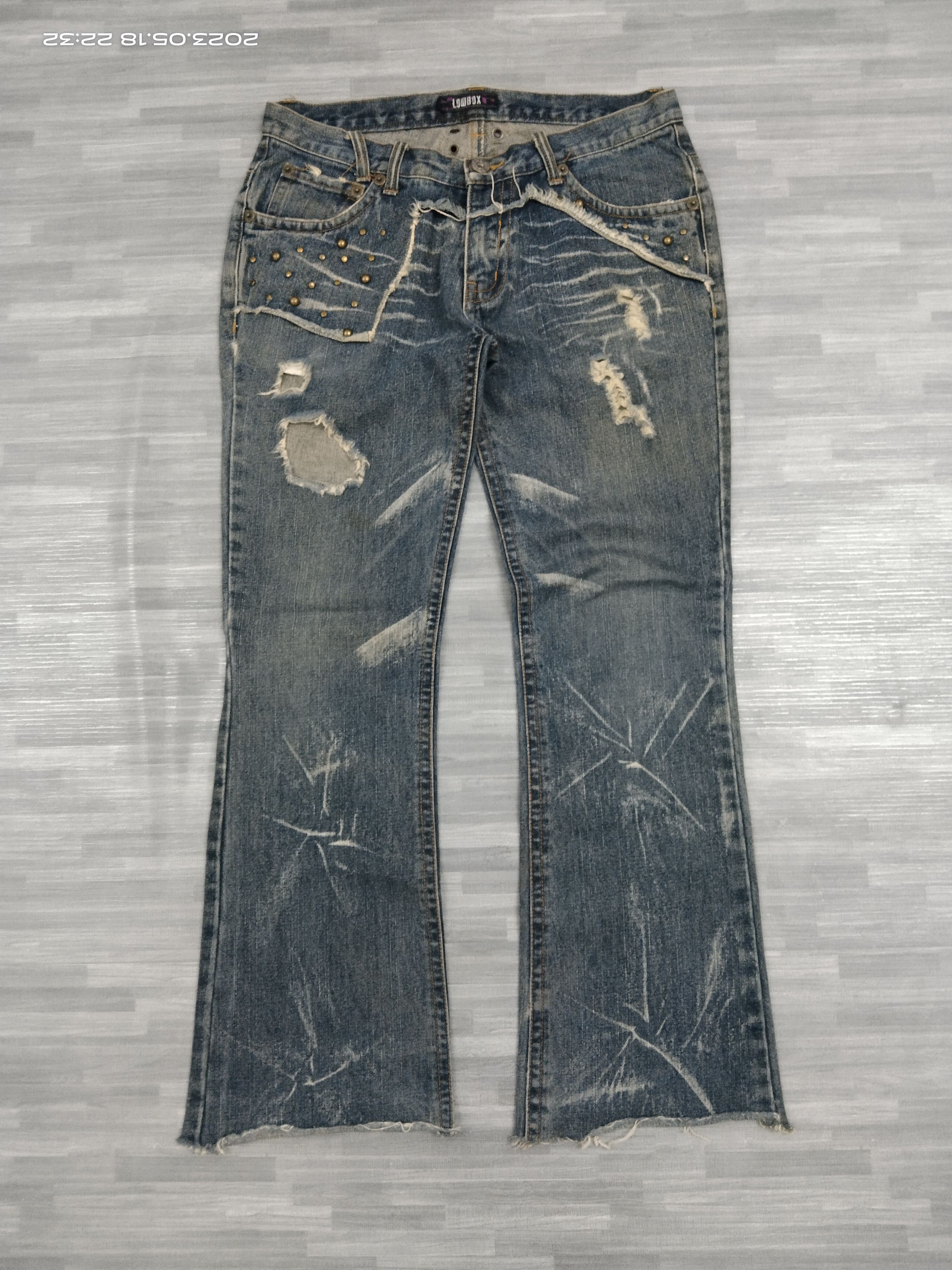 If Six Was Nine × semanticdesign LOWBOX FLARE THRASH DENIM PANTS Size 31" - 2 Thumbnail