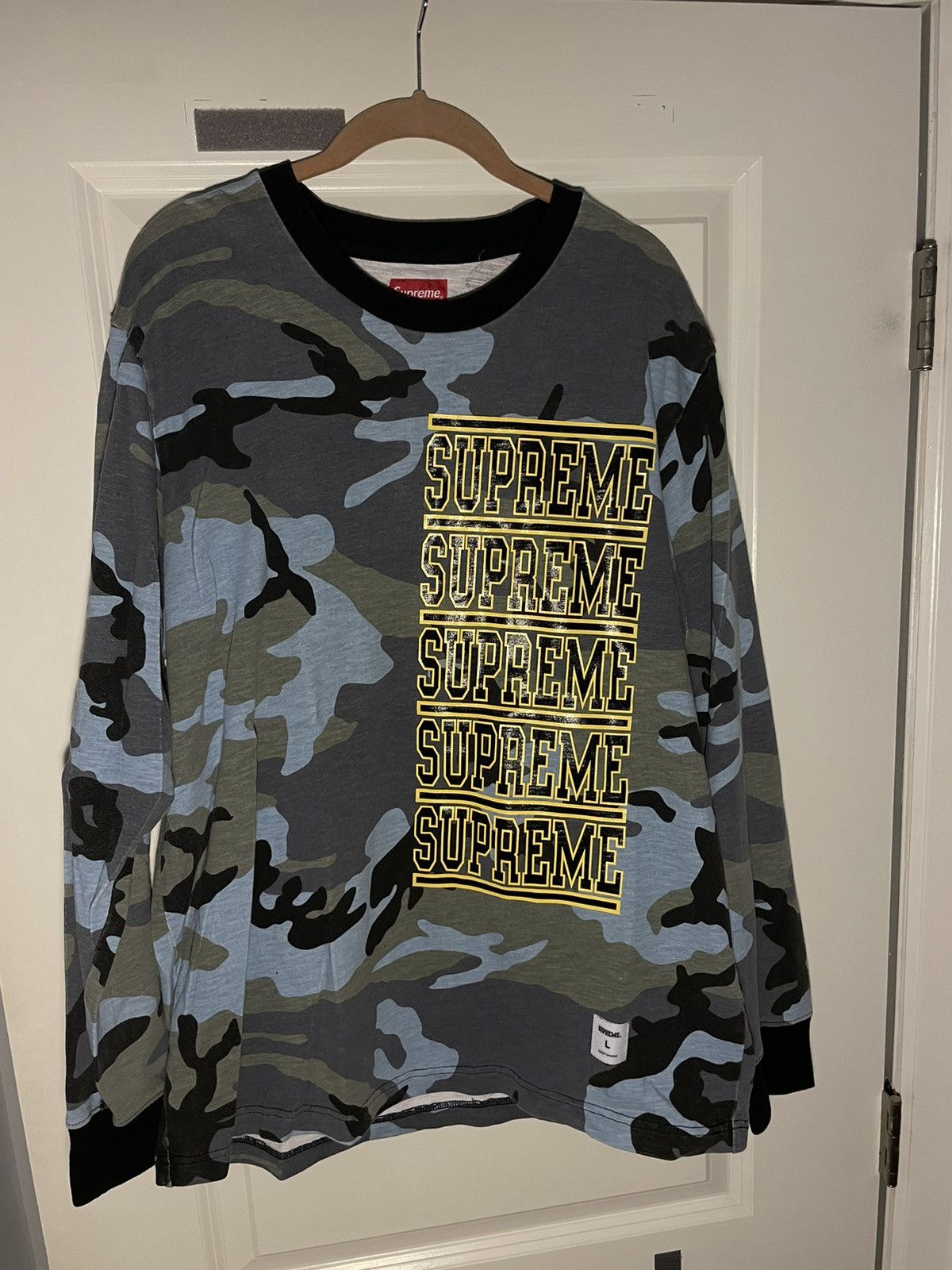 Supreme Supreme Stacked L/S Top Blue Camo | Grailed