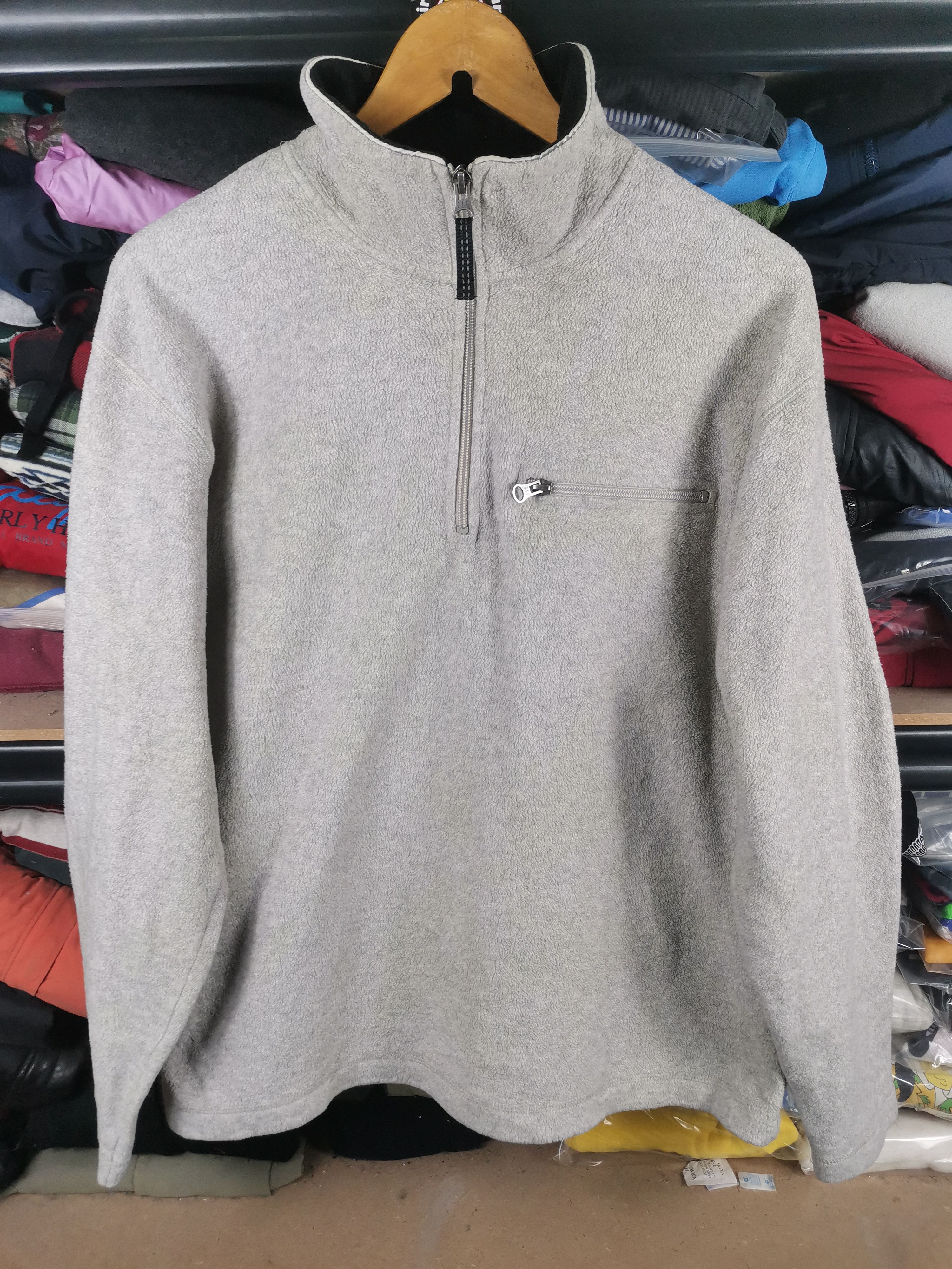 image of Vintage Gap Fleece Sweater Jacket in Grey, Men's (Size Large)