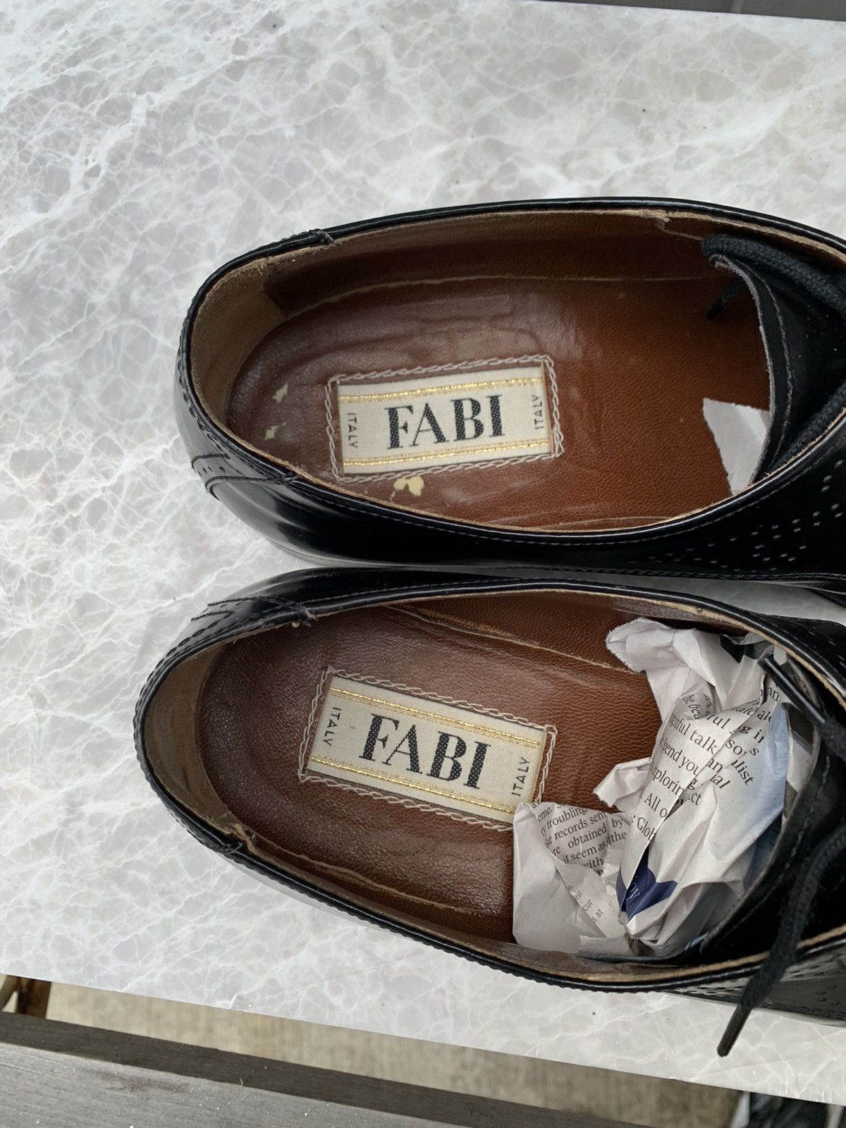 FABI × Vintage Vintage Black Leather Wingtip Derby Shoes Oxford Fabi Mens 8 Size US 8 / EU 41 - 6 Thumbnail