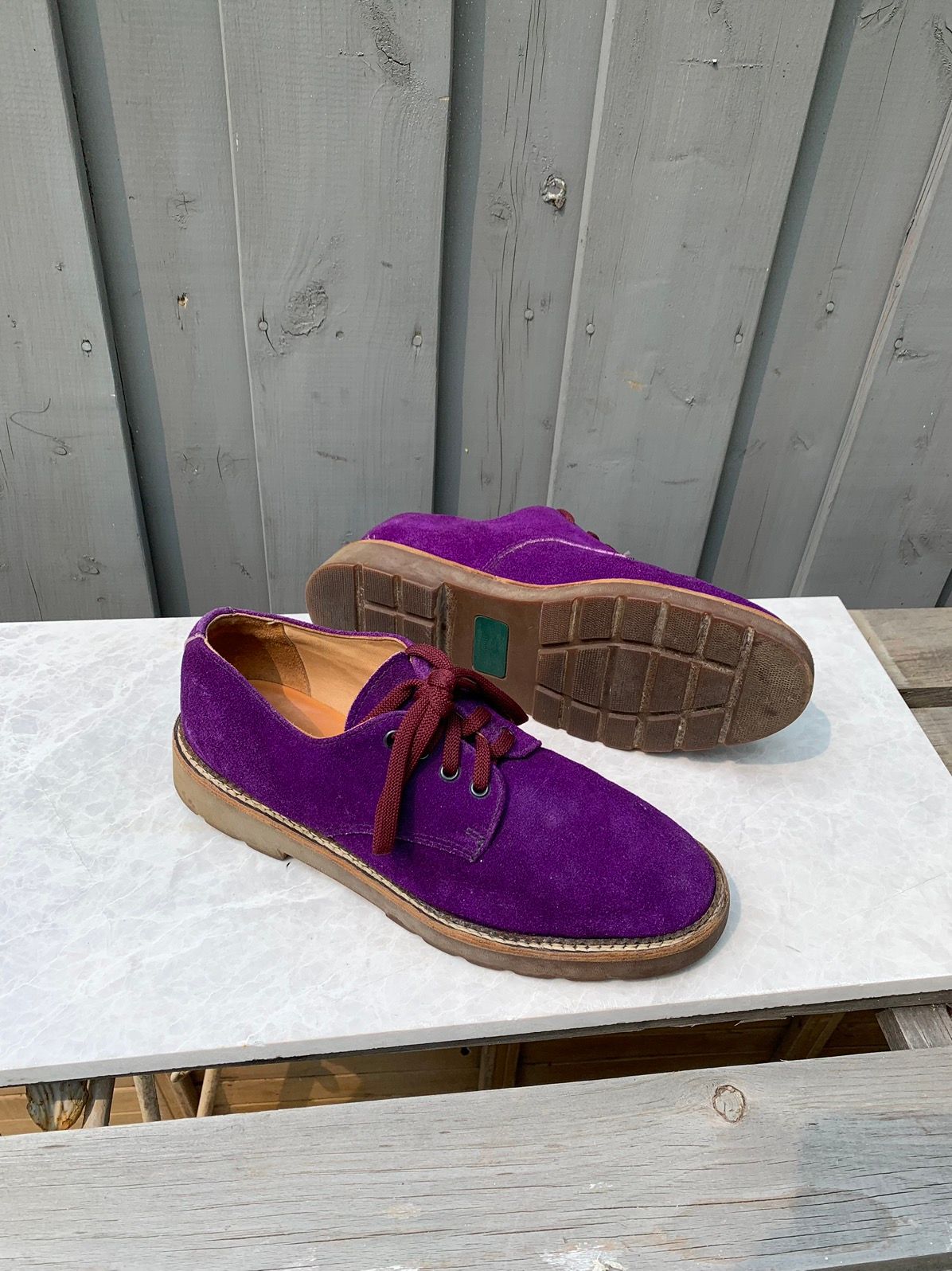 Pre-owned Roots X Vintage Roots Purple Suede Derby Shoe 90's Boots Canada Mens (size 10)
