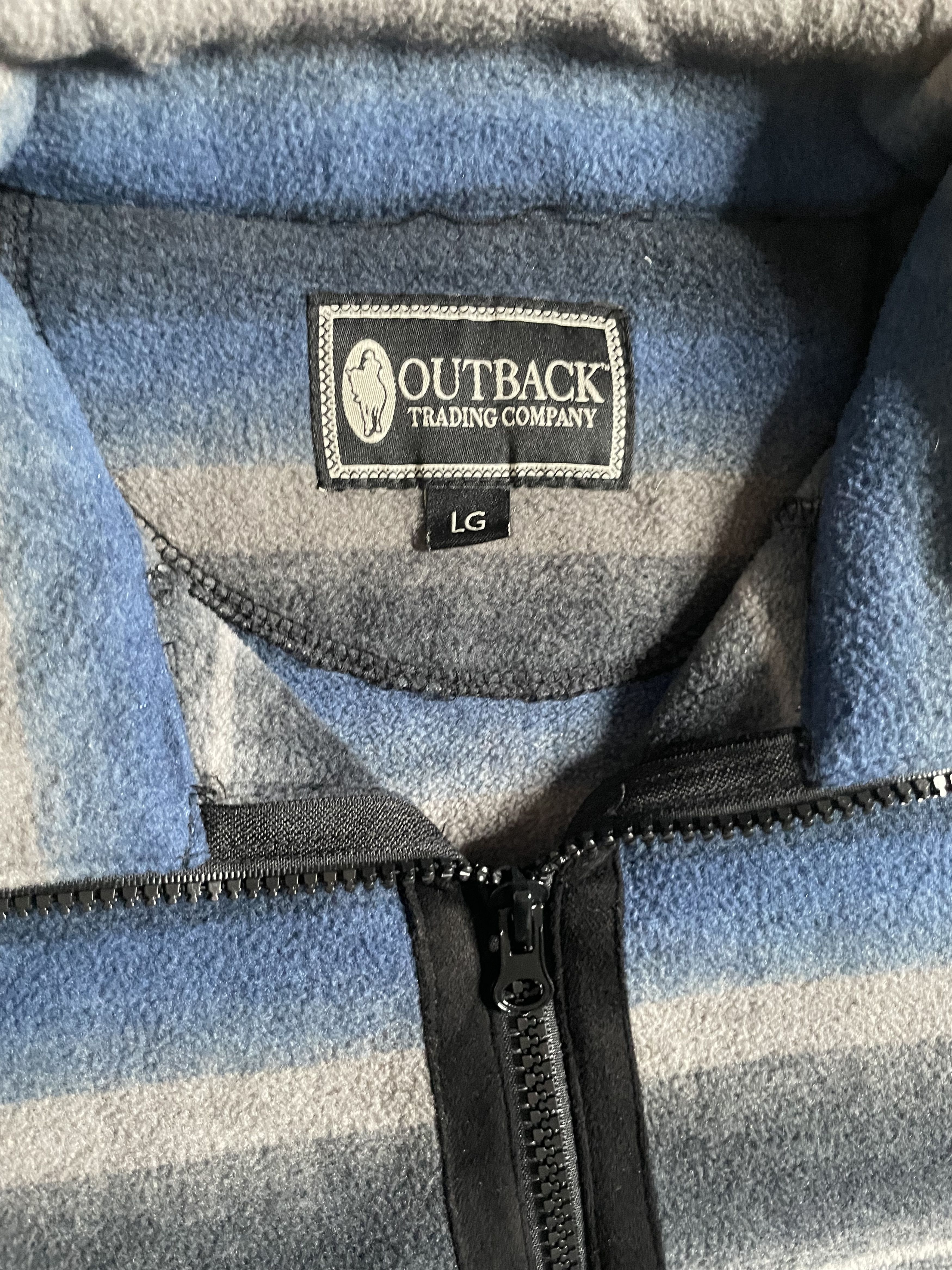 Vintage Outback Trading company - Navy/Blue/Gray Fleece Half Zip Size US L / EU 52-54 / 3 - 3 Thumbnail