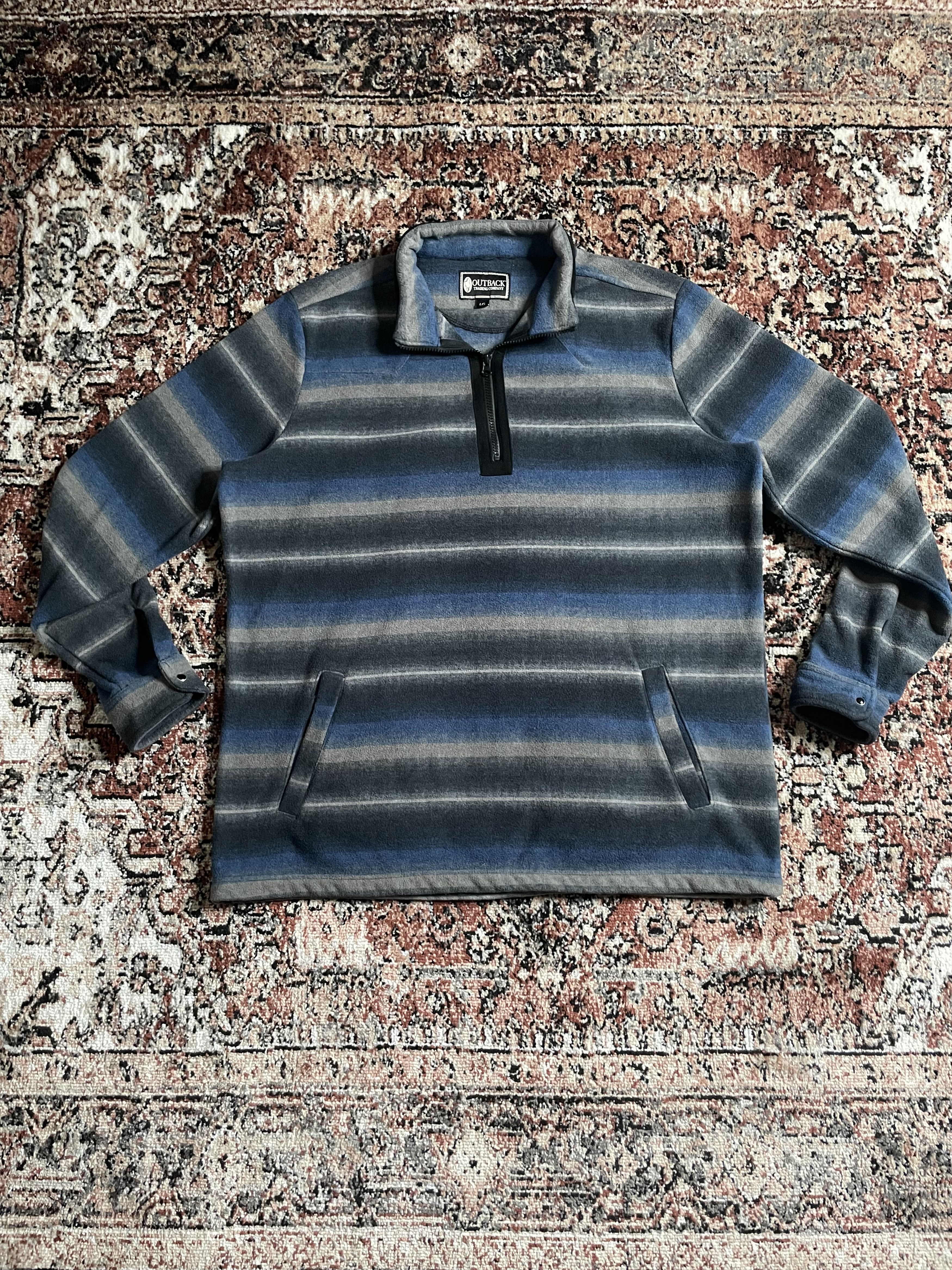 Vintage Outback Trading company - Navy/Blue/Gray Fleece Half Zip Size US L / EU 52-54 / 3 - 1 Thumbnail