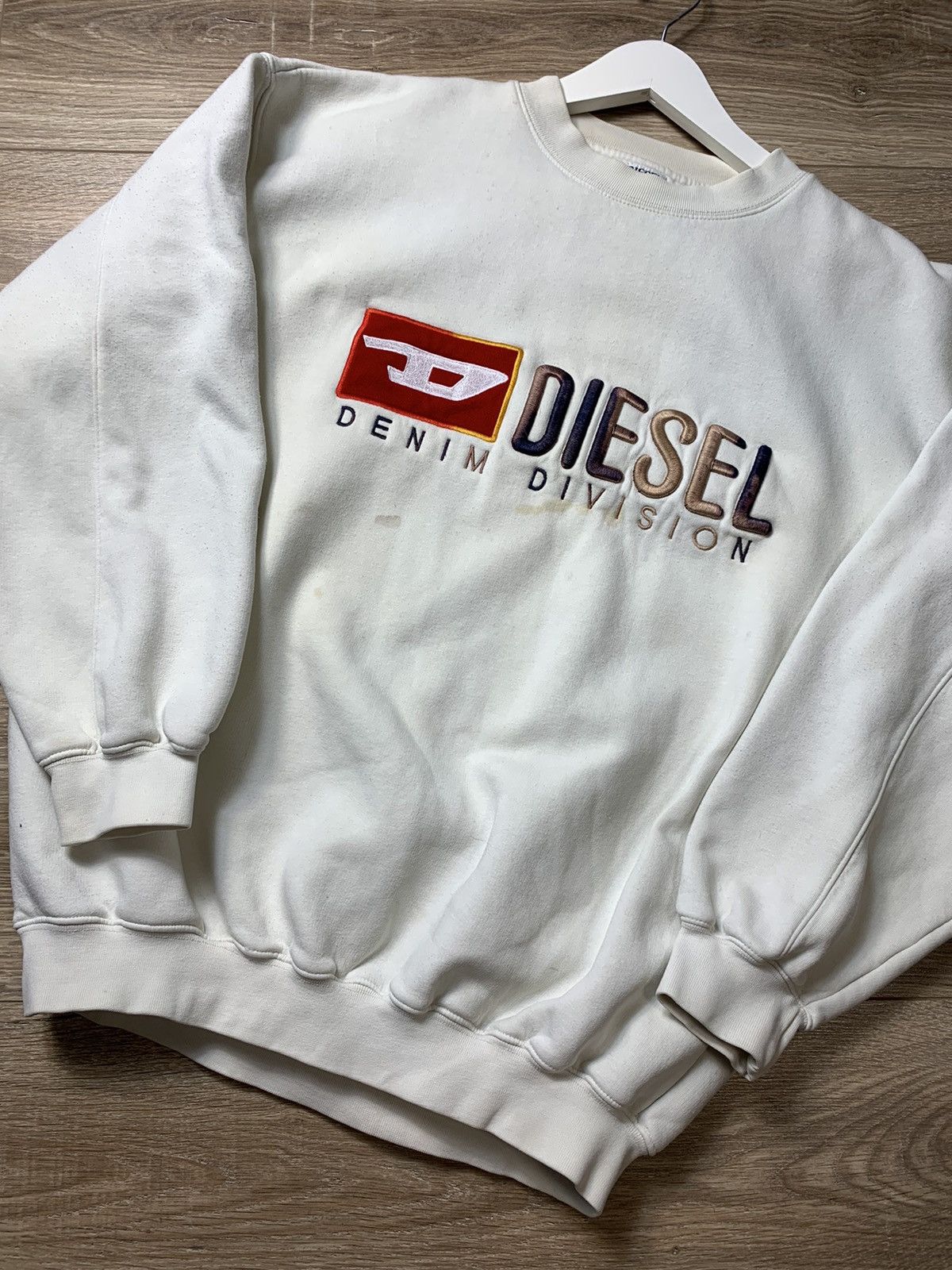 Diesel × Vintage Trashed Sweatshirt Diesel Vintage Big Center Logo Bootleg Size US XL / EU 56 / 4 - 2 Thumbnail