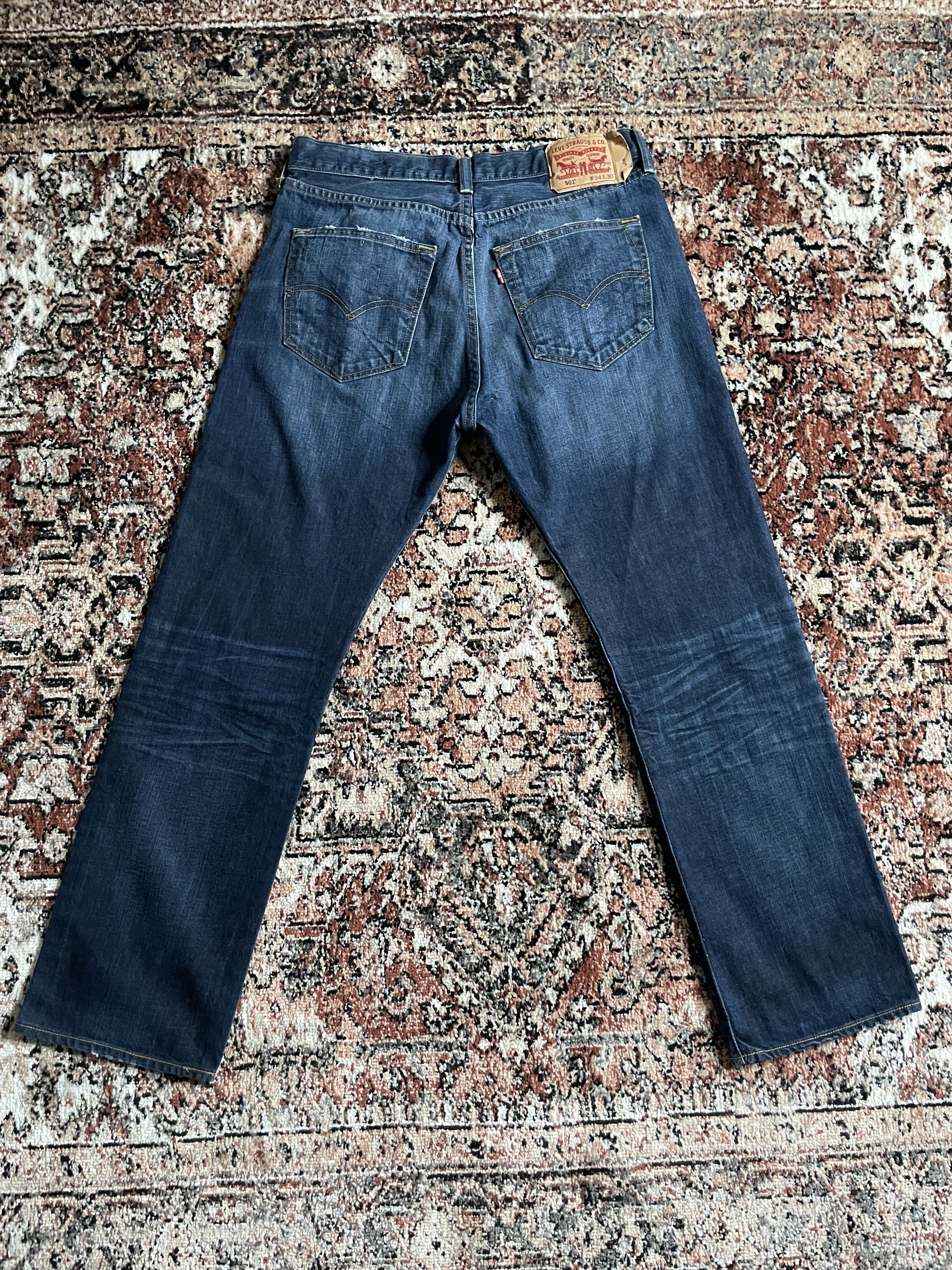 Levi's Levis - 501 Dark Blue Jeans Size US 34 / EU 50 - 2 Thumbnail