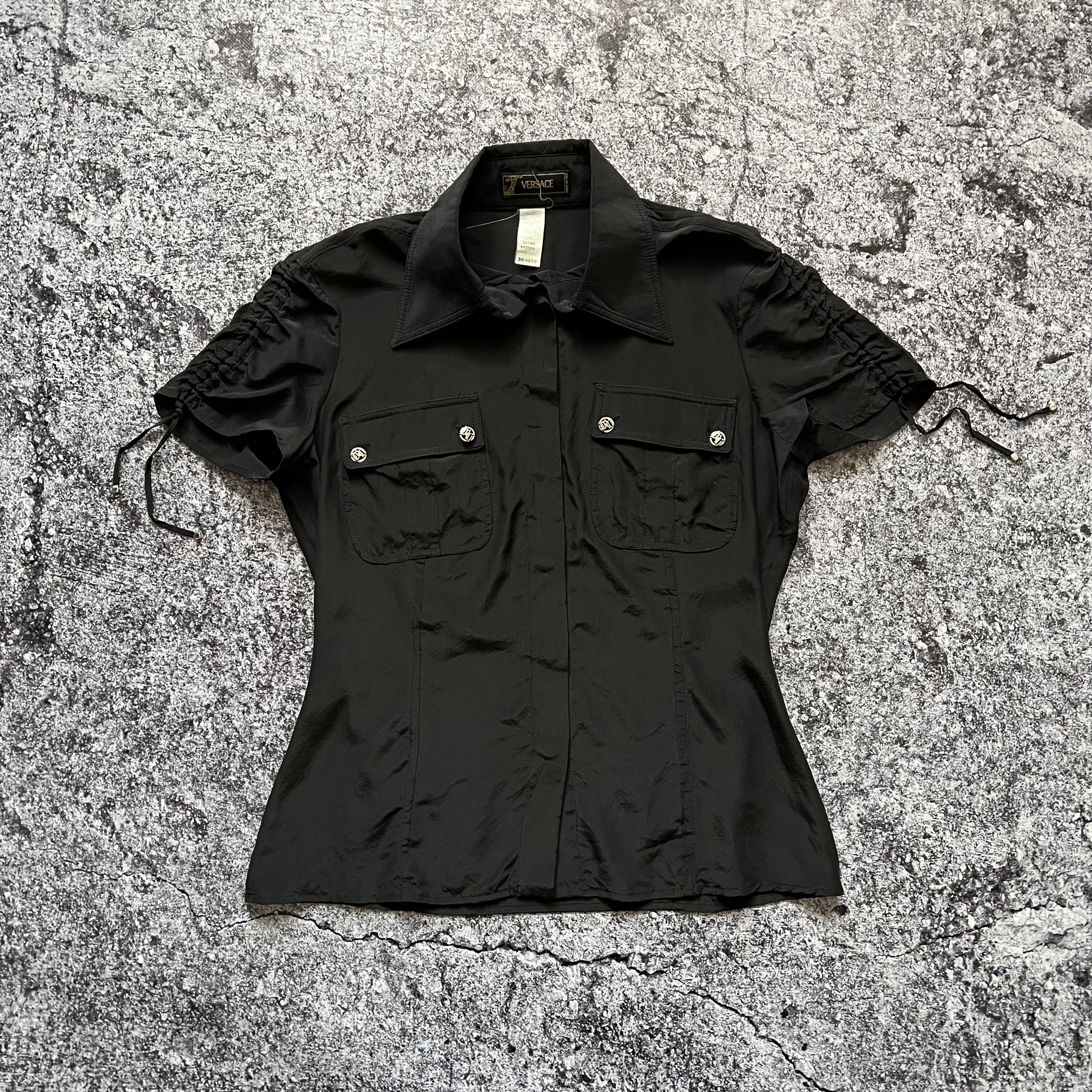 image of Vintage Versace Silk Shirt Made In Italy Size 40 in Black, Women's