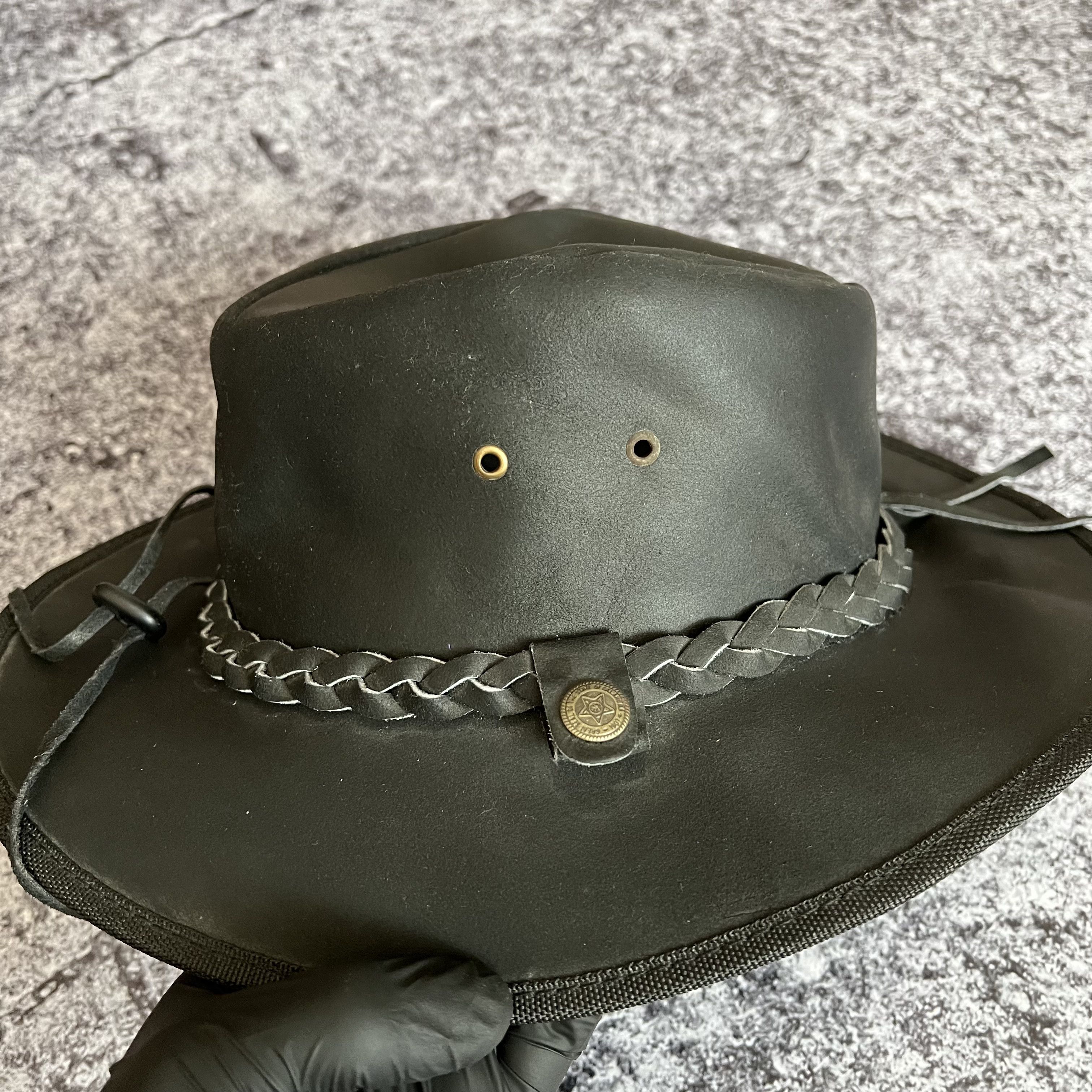 Cowboy Equipment Vintage Cowboy Leather Hat Cap Size S Size ONE SIZE - 8 Thumbnail