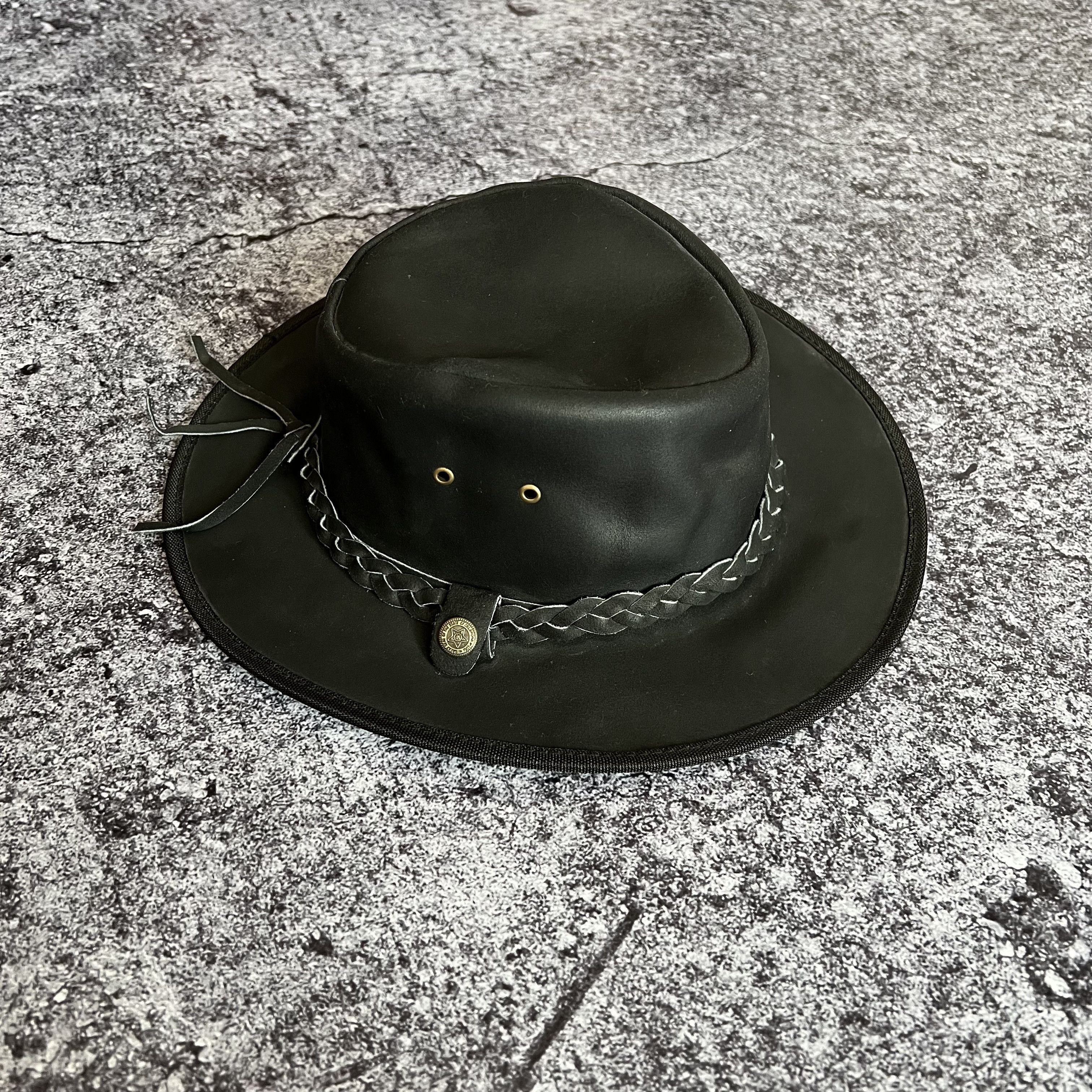 Cowboy Equipment Vintage Cowboy Leather Hat Cap Size S Size ONE SIZE - 1 Thumbnail
