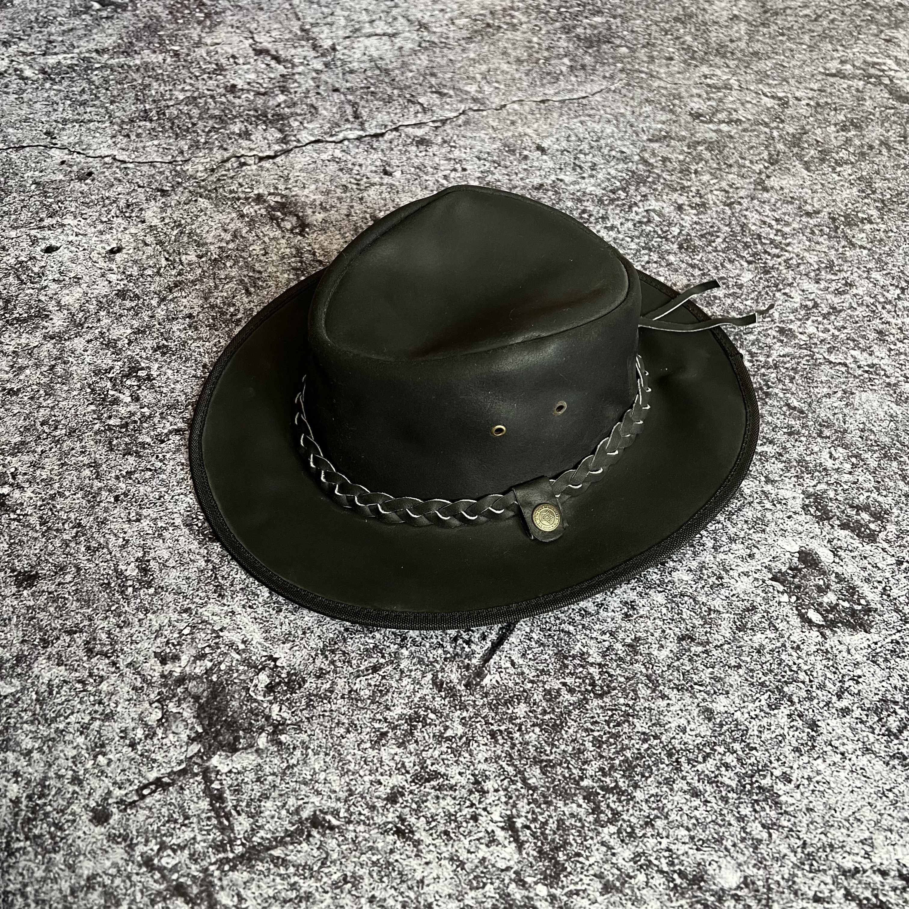 Cowboy Equipment Vintage Cowboy Leather Hat Cap Size S Size ONE SIZE - 3 Thumbnail