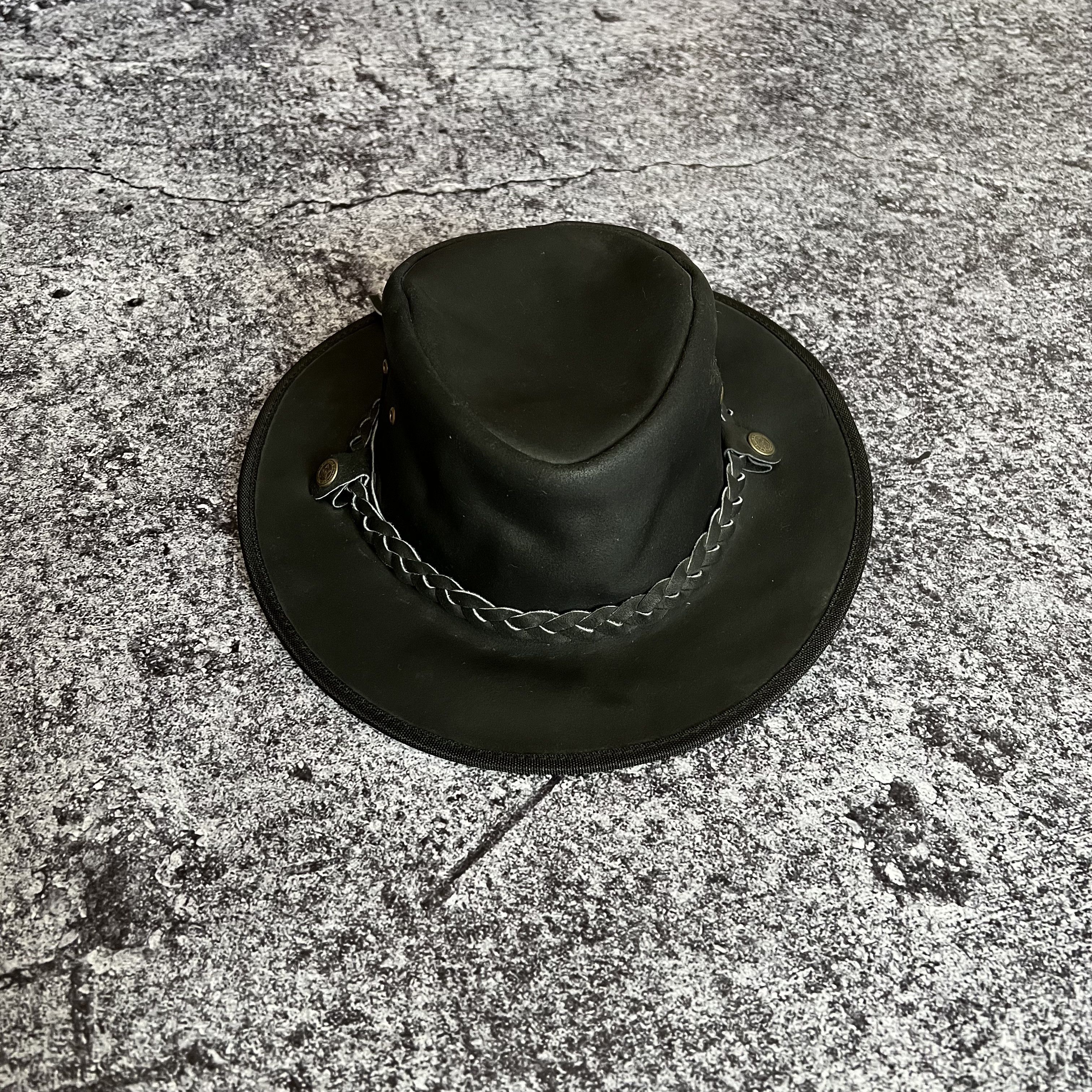 Cowboy Equipment Vintage Cowboy Leather Hat Cap Size S Size ONE SIZE - 2 Thumbnail