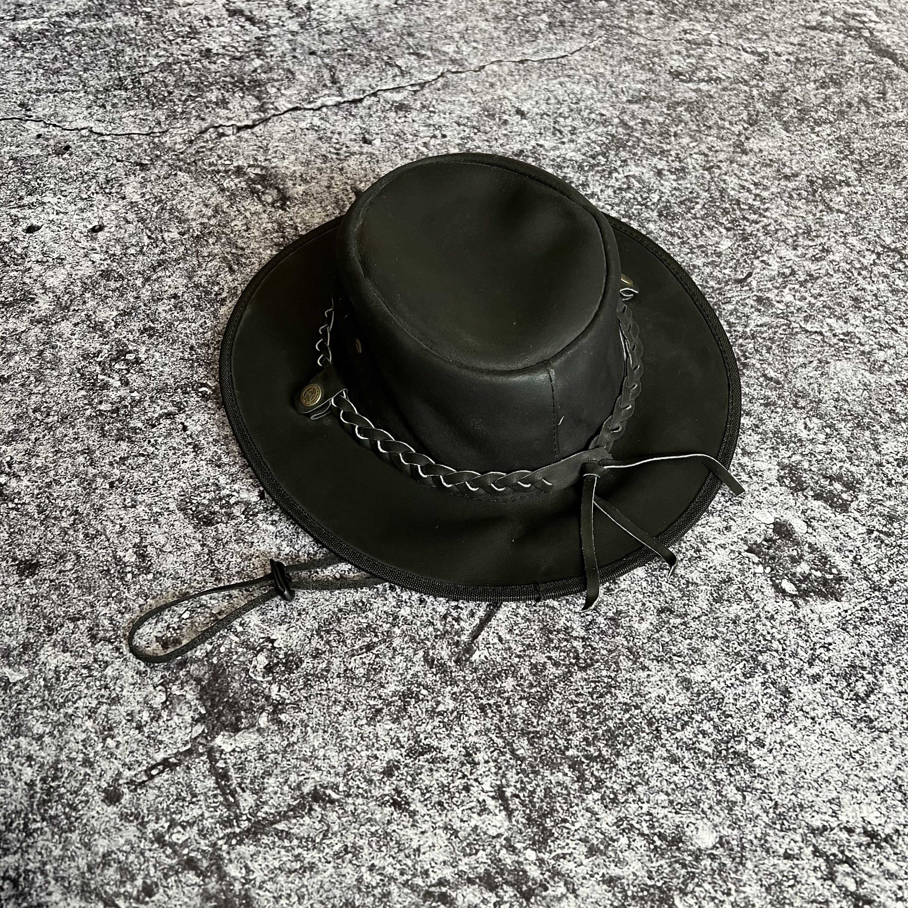 Cowboy Equipment Vintage Cowboy Leather Hat Cap Size S Size ONE SIZE - 4 Thumbnail