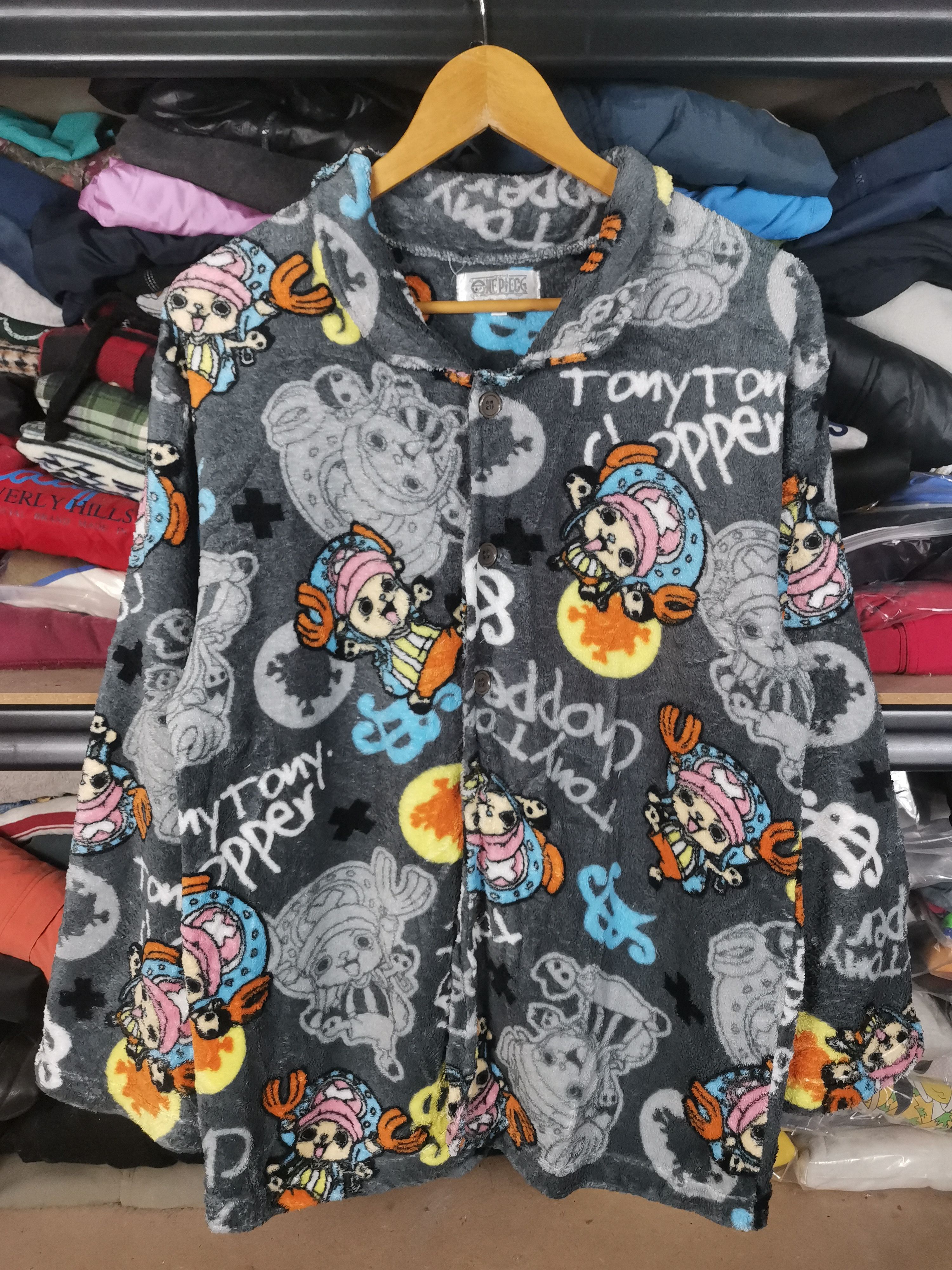 image of Anima x One Piece Vintage One Piece Tony Chopper Fleece in Grey, Men's (Size Medium)