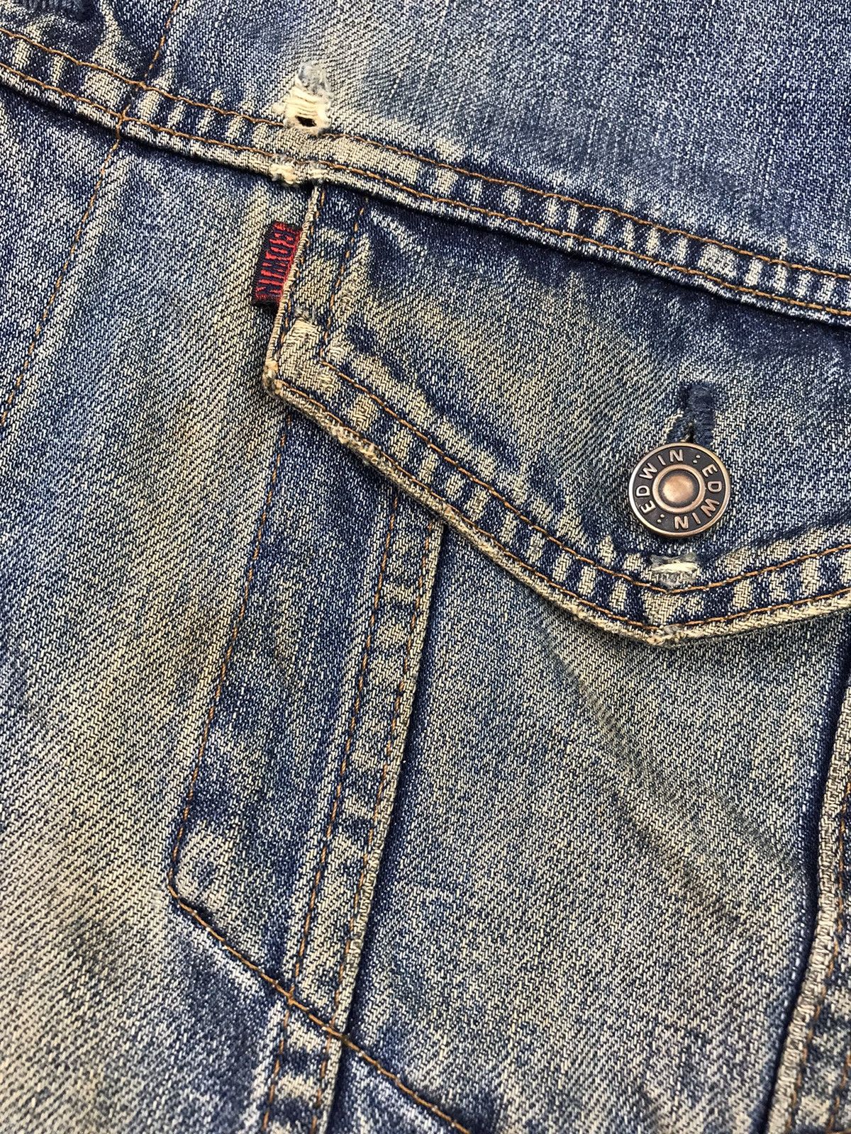 Edwin × Japanese Brand × Vintage 🔥BEST OFFER🔥VINTAGE DISTRESSED EDWIN DENIM JACKET 3L Size US XXL / EU 58 / 5 - 7 Thumbnail