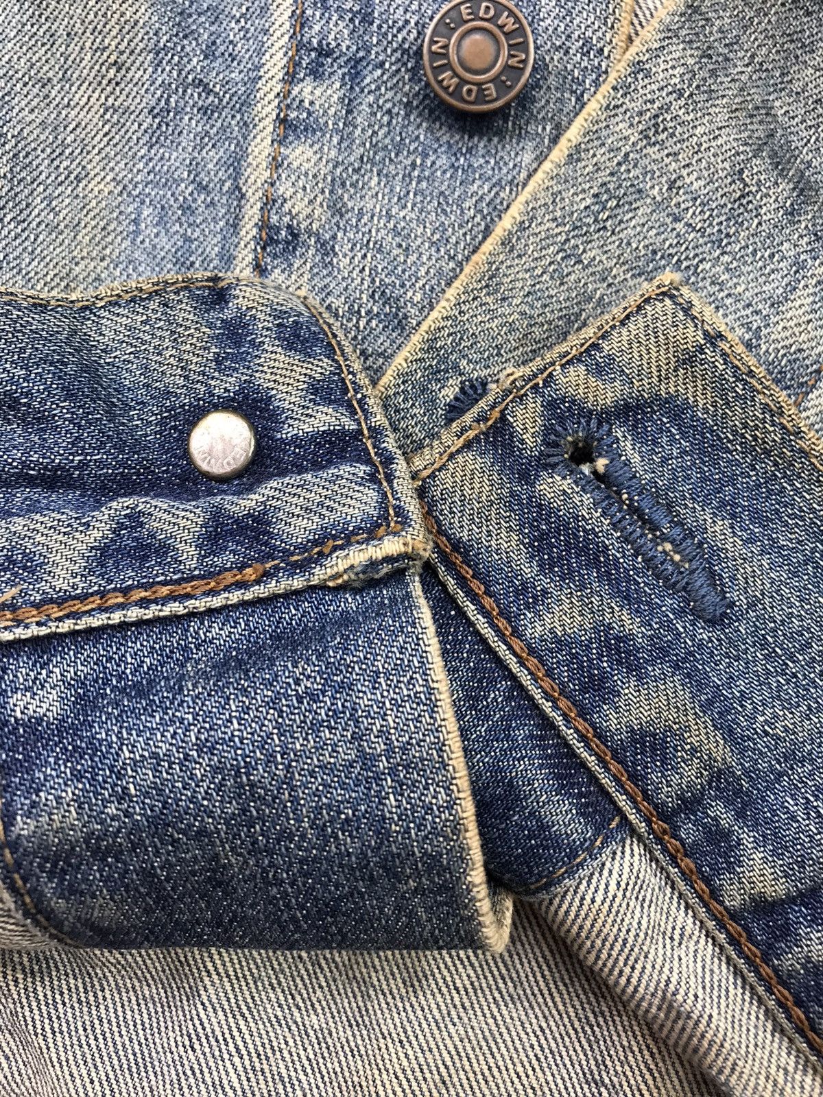 Edwin × Japanese Brand × Vintage 🔥BEST OFFER🔥VINTAGE DISTRESSED EDWIN DENIM JACKET 3L Size US XXL / EU 58 / 5 - 10 Thumbnail