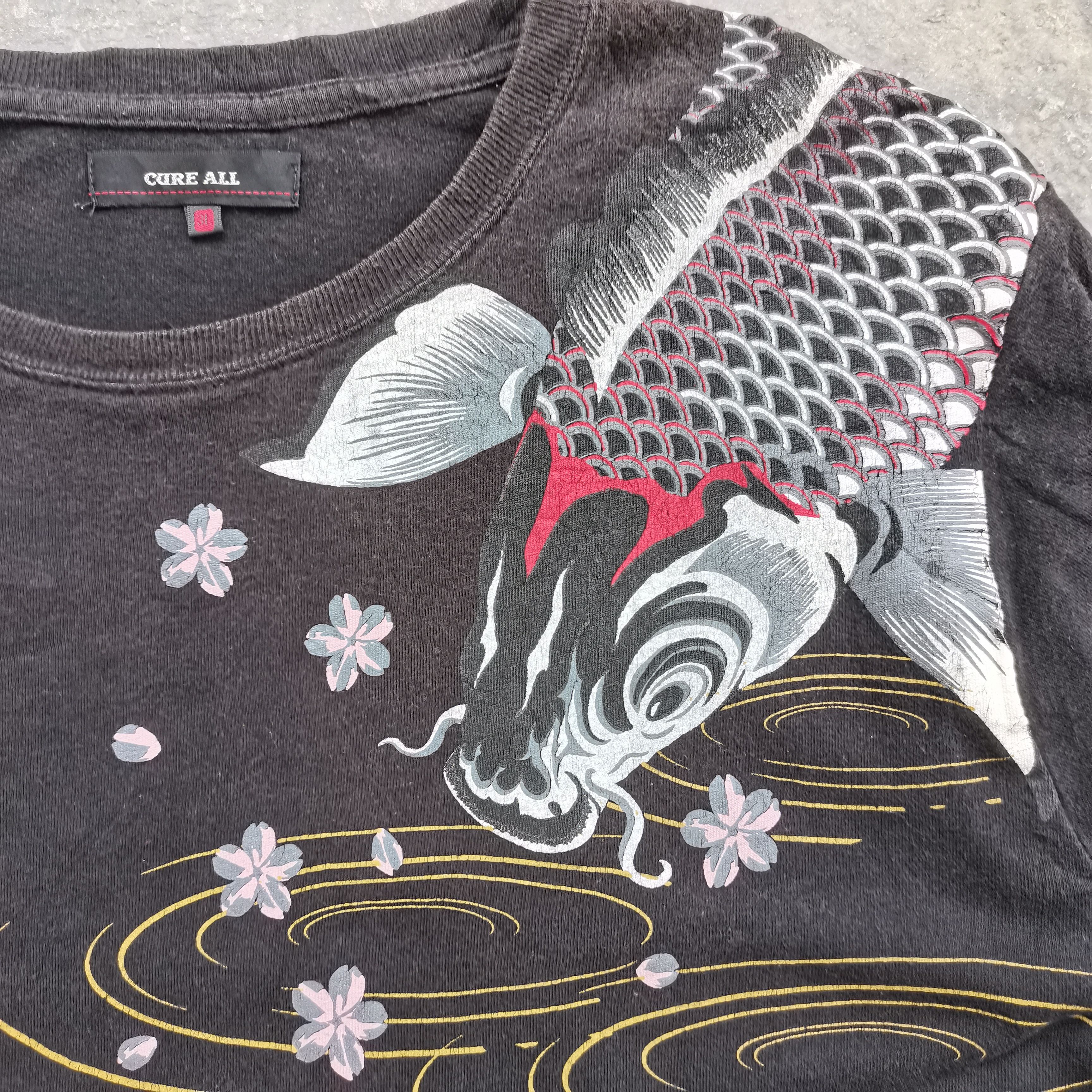 Japanese Brand Vintage Sukajan KOI FISH Sun Faded Long Sleeve Tshirt Size US XL / EU 56 / 4 - 6 Thumbnail