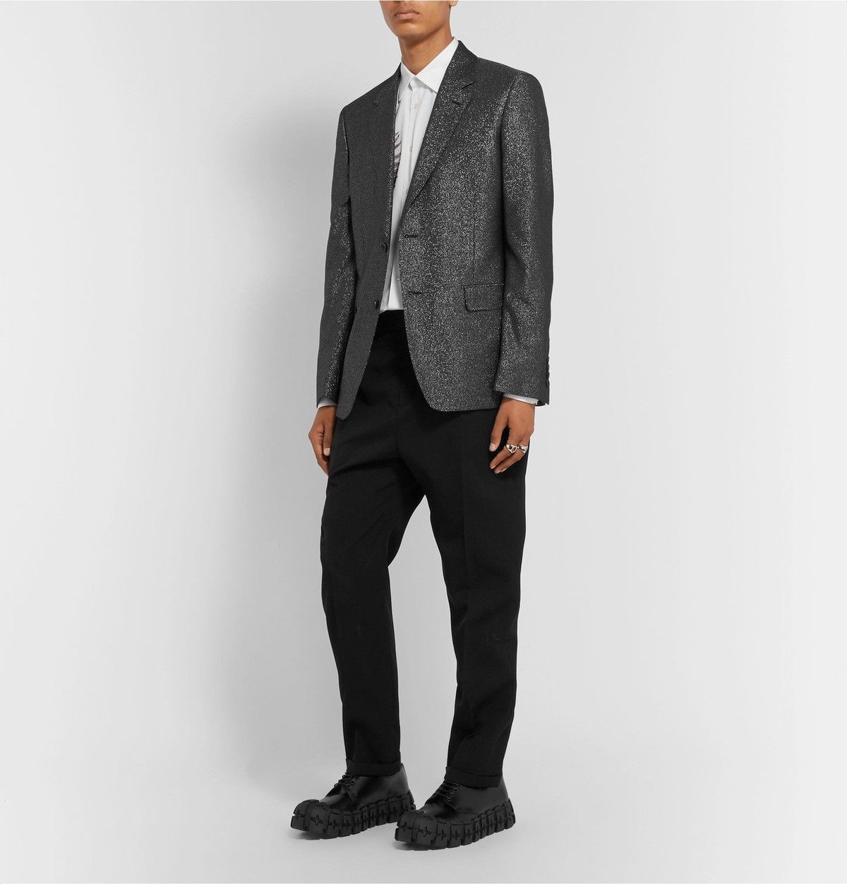 Alexander McQueen Alexander McQueen Metallic Wool - Blended Suit Jacket Size 48S - 8 Thumbnail
